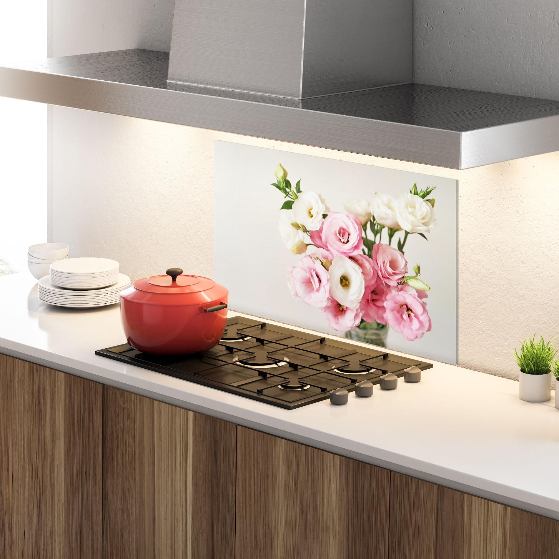 Panel Szklany do Kuchni Cute Pink Flowers mockup 4