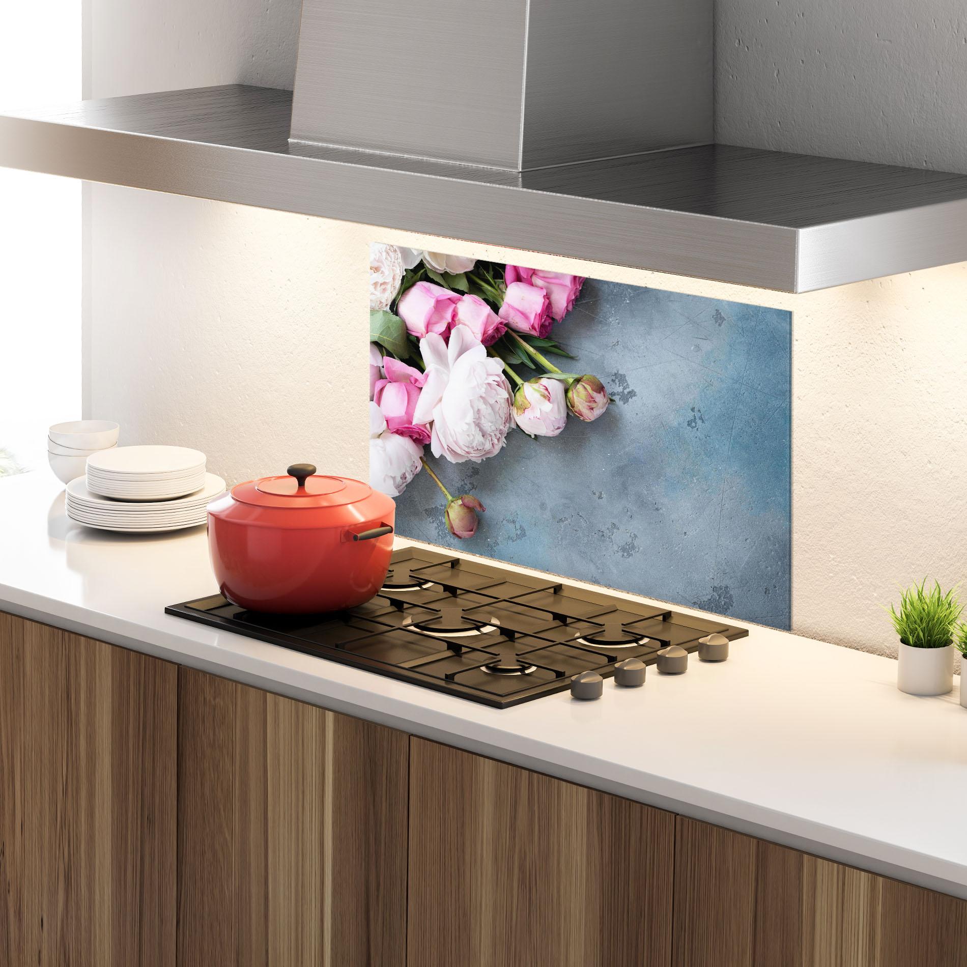 Panel Szklany do Kuchni Cute Pink Peonies mockup 4