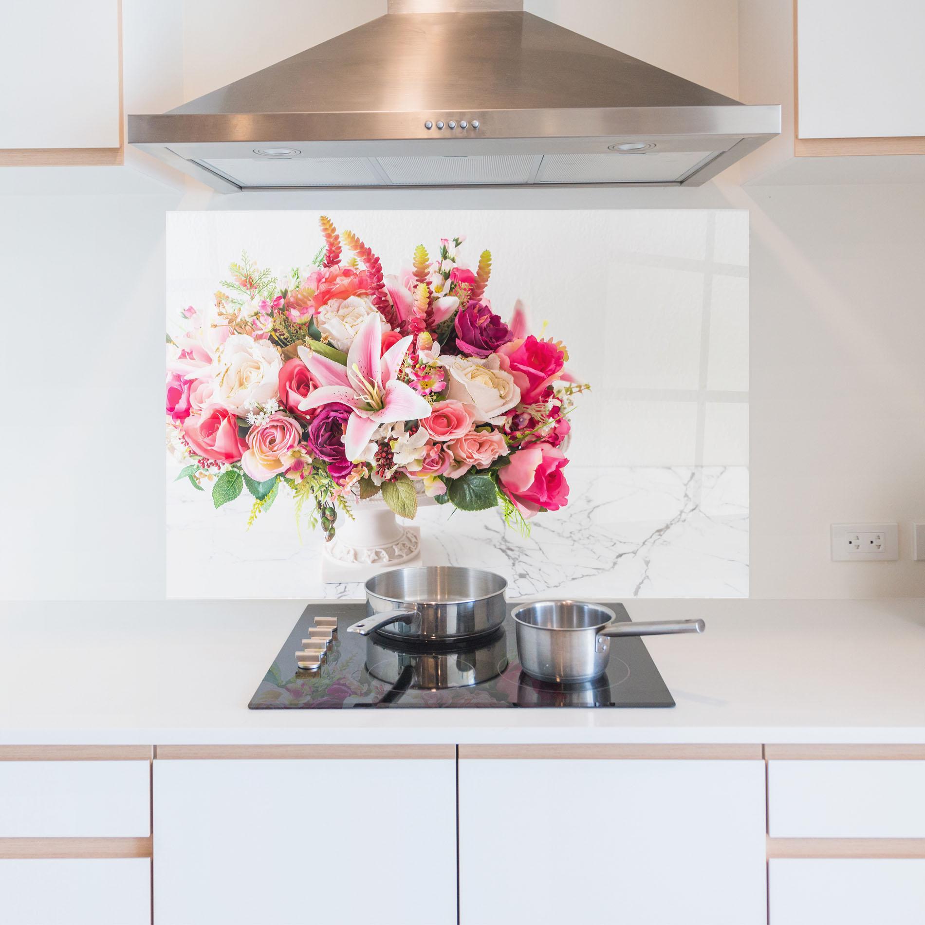 Panel Szklany do Kuchni Bouquet Flowers Vase mockup 5