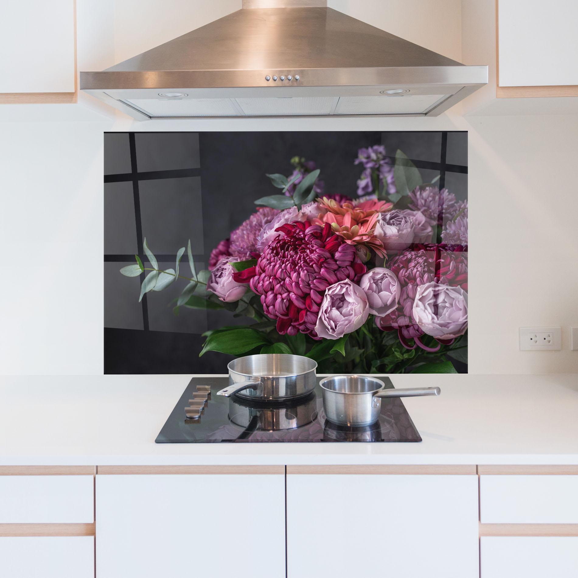 Panel Szklany do Kuchni Mix Purple Bouquet mockup 5