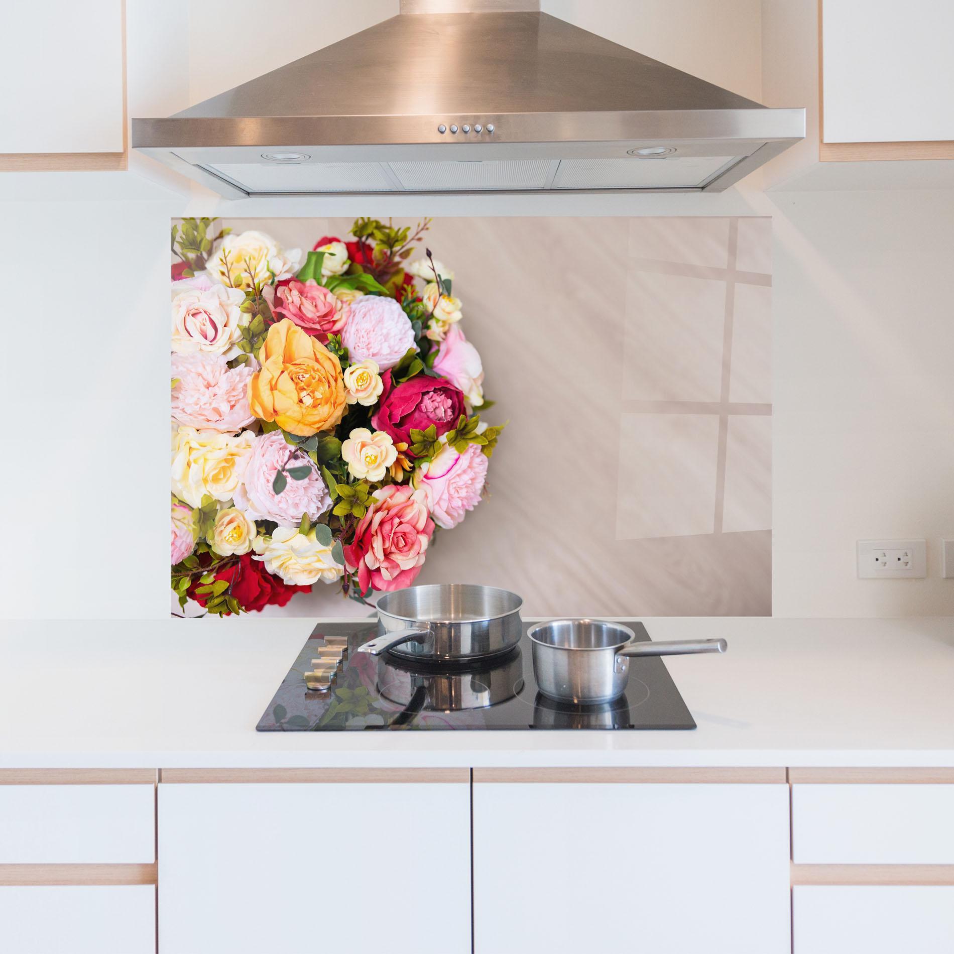 Panel Szklany do Kuchni Orange Purple Bouquet mockup 5