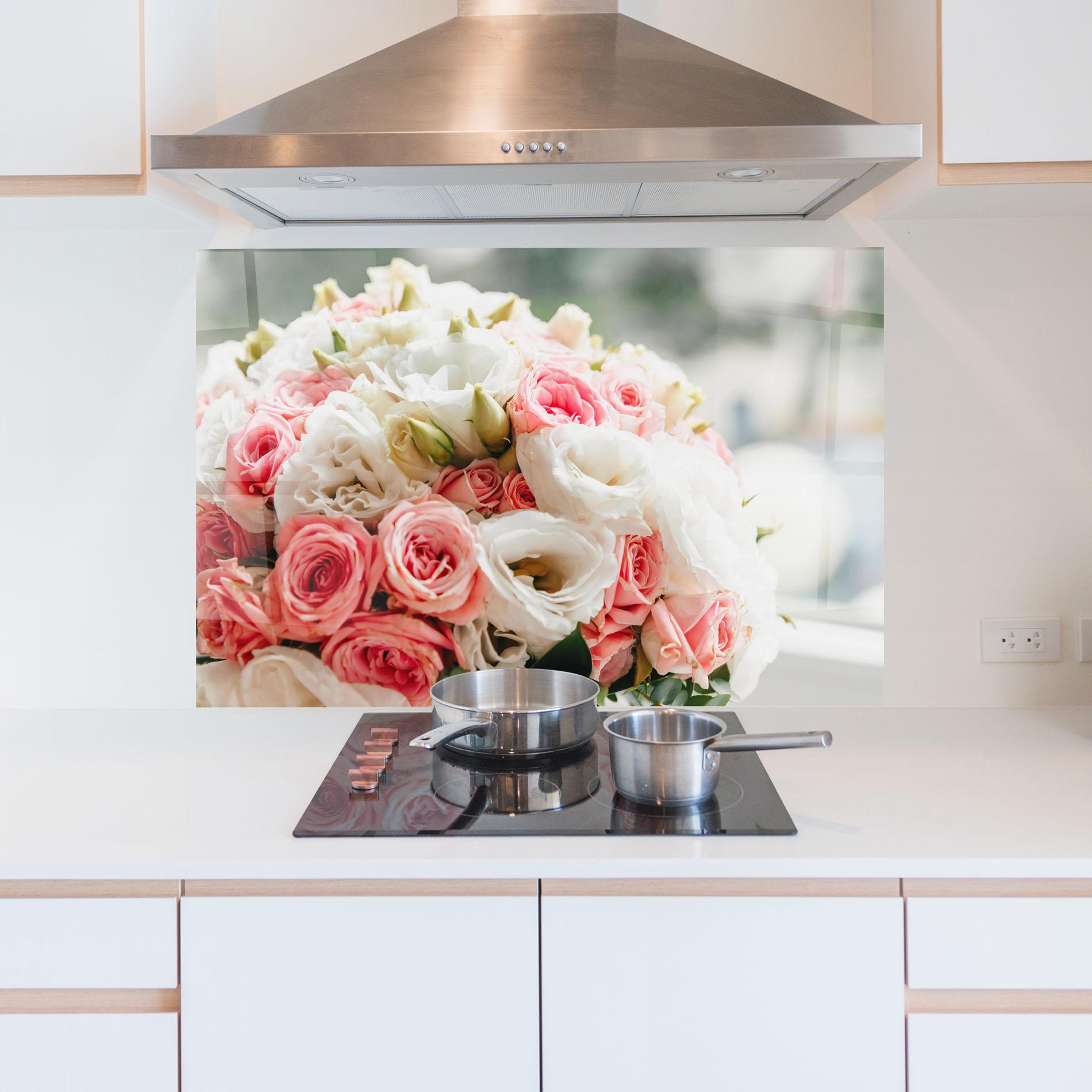 Panel Szklany do Kuchni Pink Beautiful Bouquet mockup 5