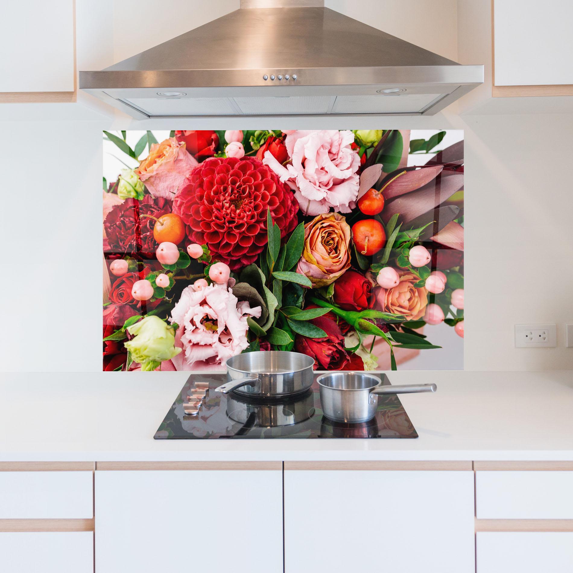 Panel Szklany do Kuchni Red Orange Bouquet mockup 5