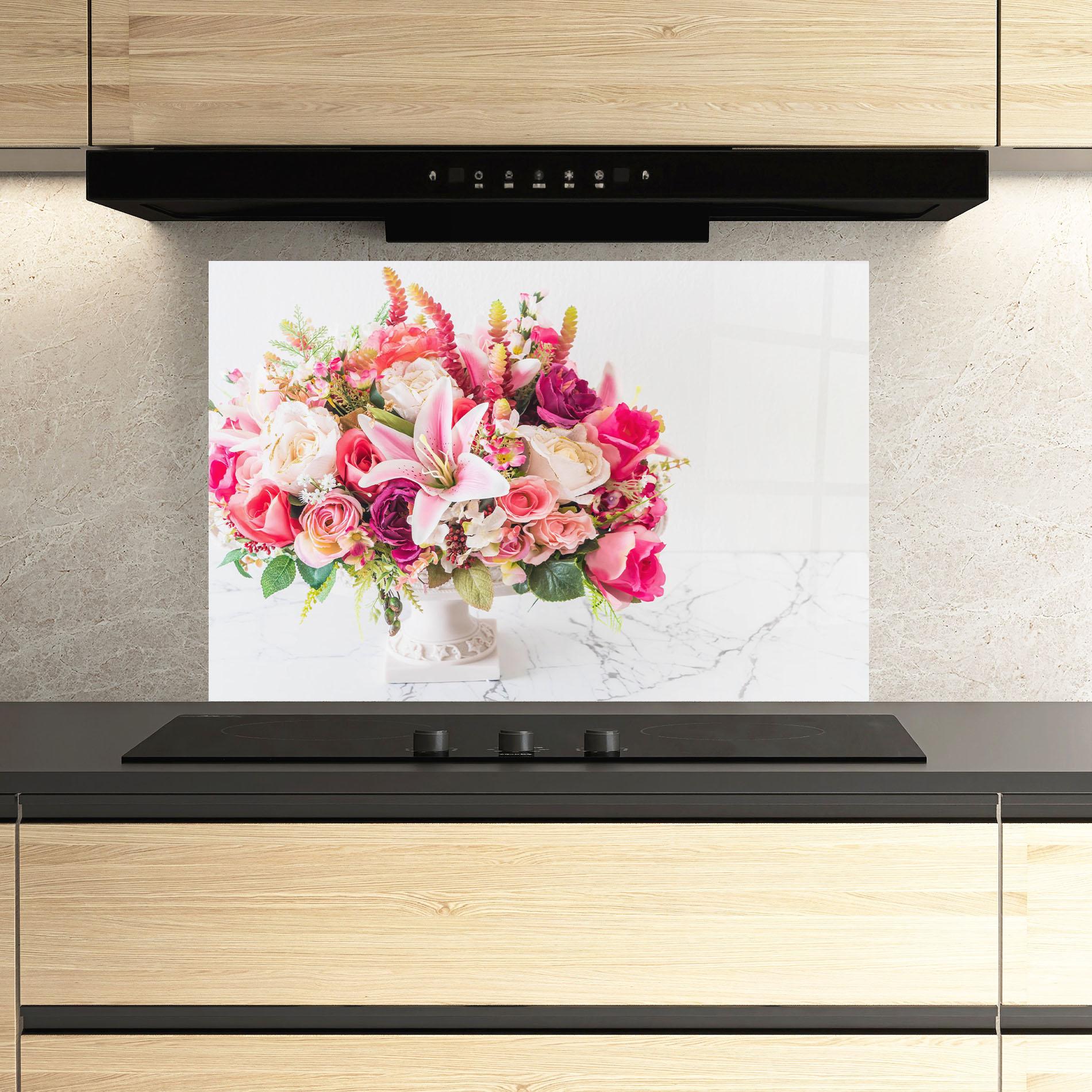 Panel Szklany do Kuchni Bouquet Flowers Vase mockup 3