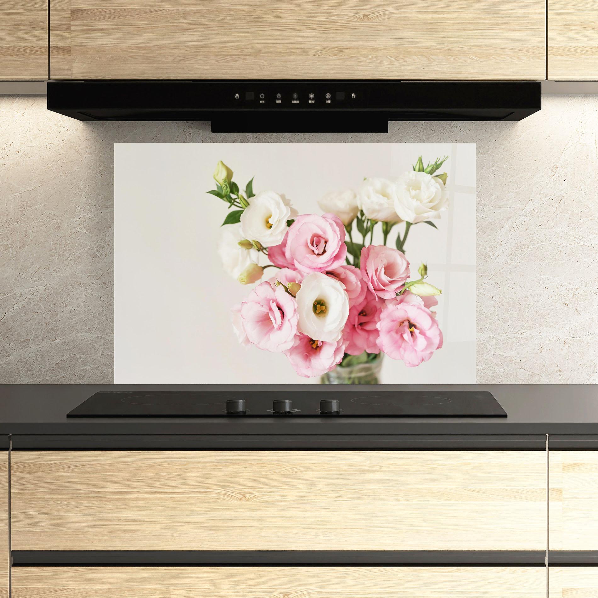 Panel Szklany do Kuchni Cute Pink Flowers mockup 3