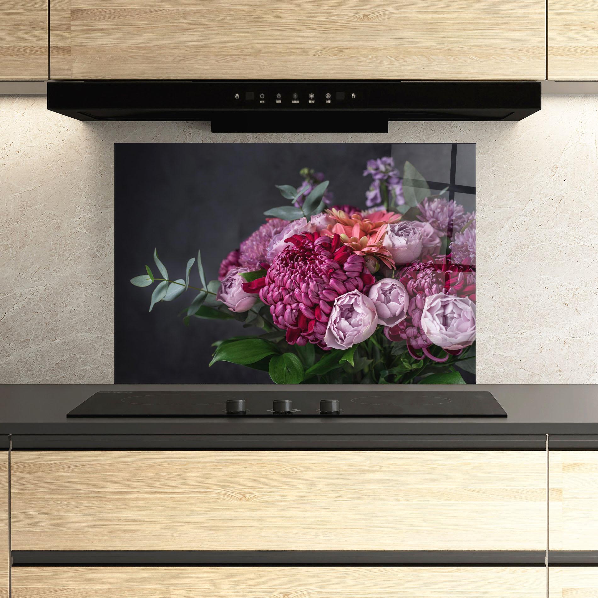 Panel Szklany do Kuchni Mix Purple Bouquet mockup 3