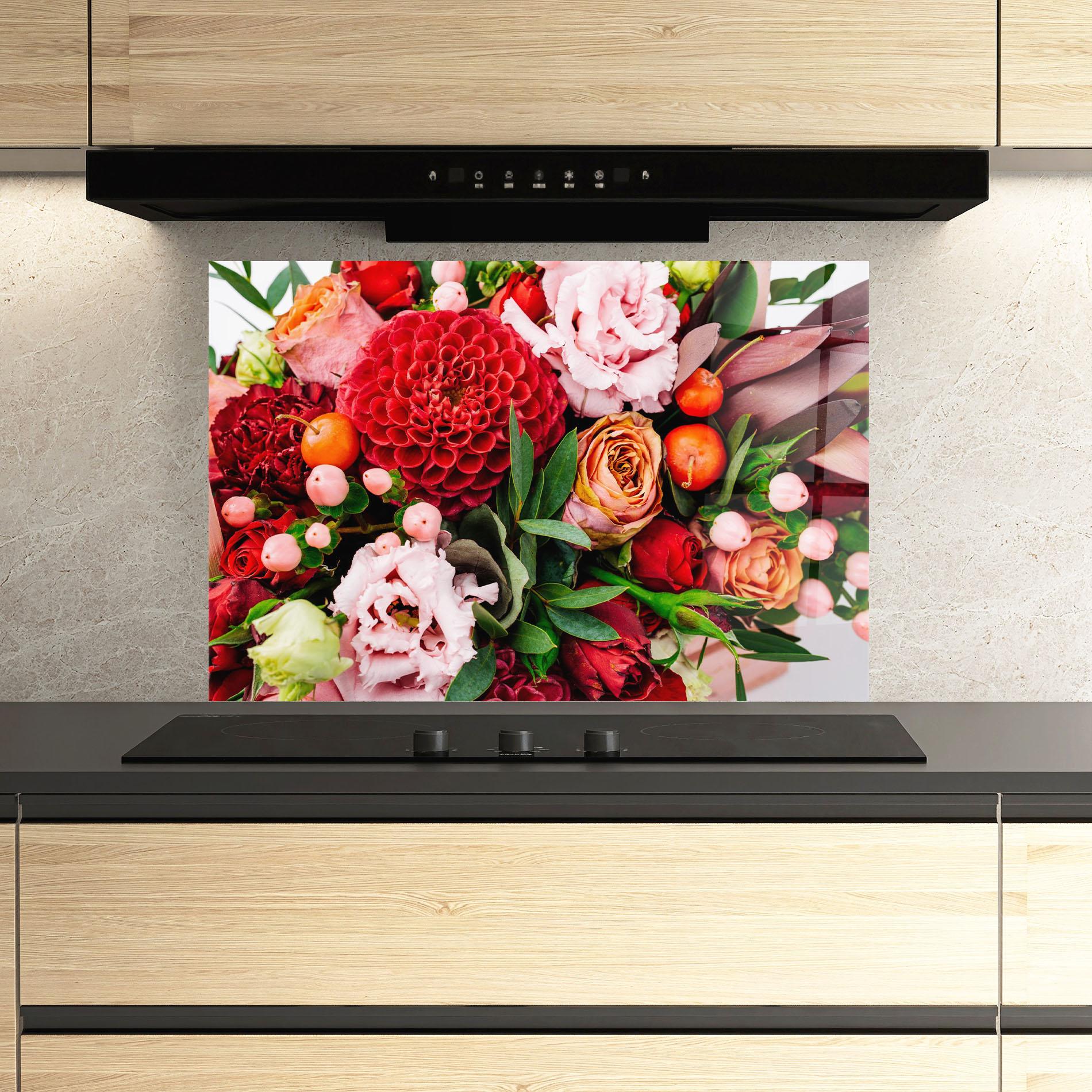 Panel Szklany do Kuchni Red Orange Bouquet mockup 3