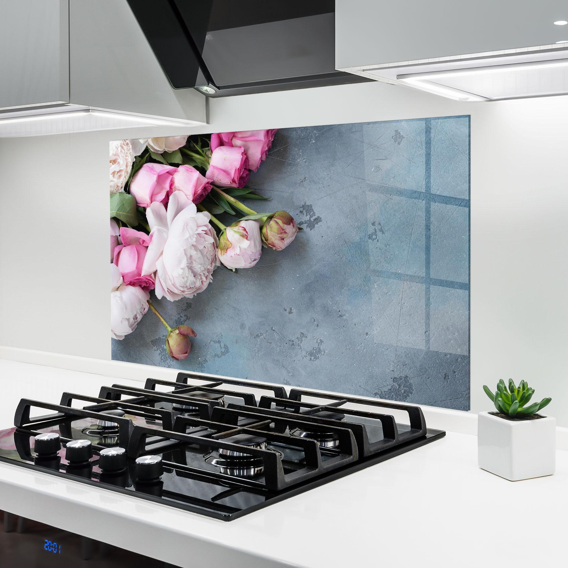 Panel Szklany do Kuchni Cute Pink Peonies mockup 6
