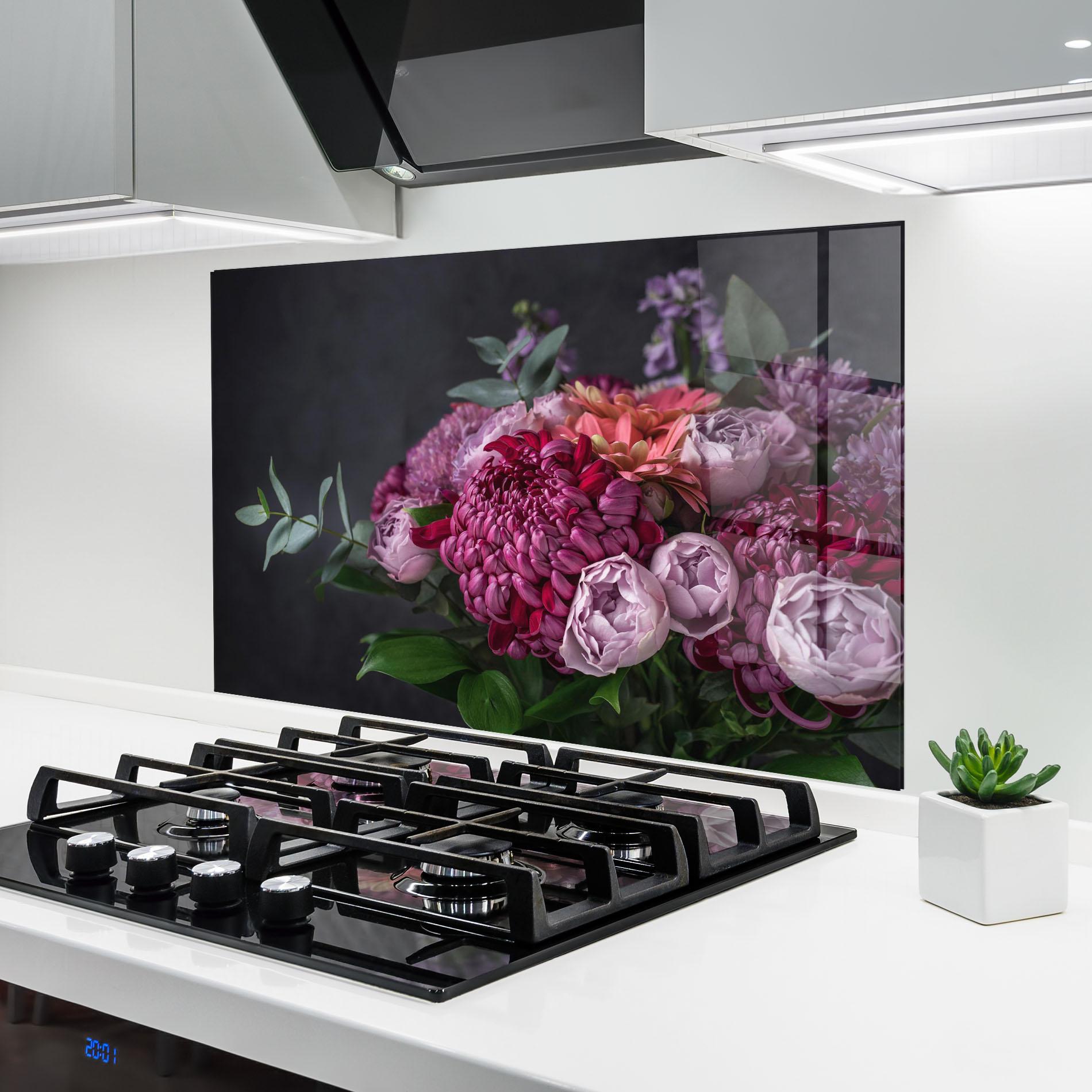 Panel Szklany do Kuchni Mix Purple Bouquet mockup 6