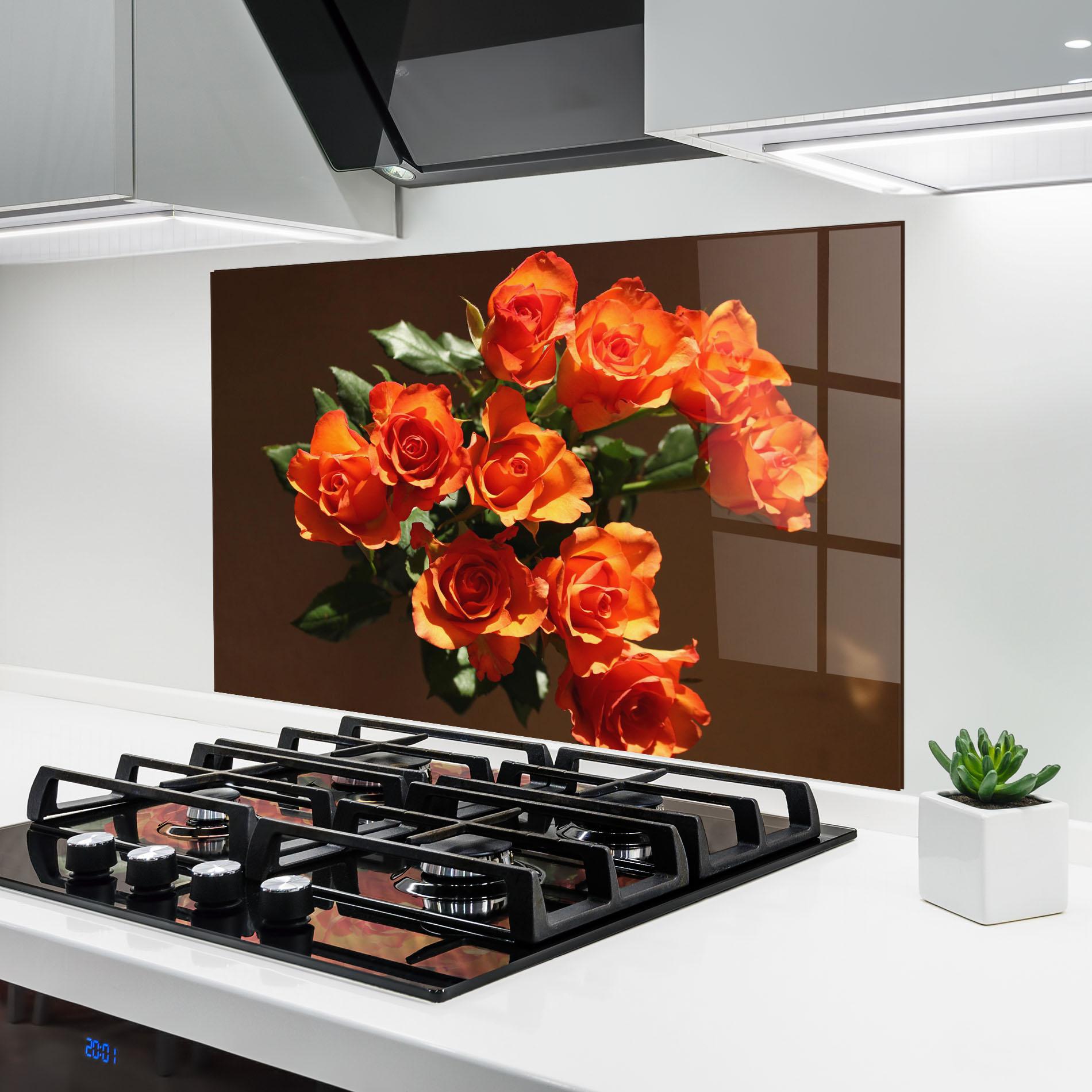Panel Szklany do Kuchni Orange Roses Bouquet mockup 6