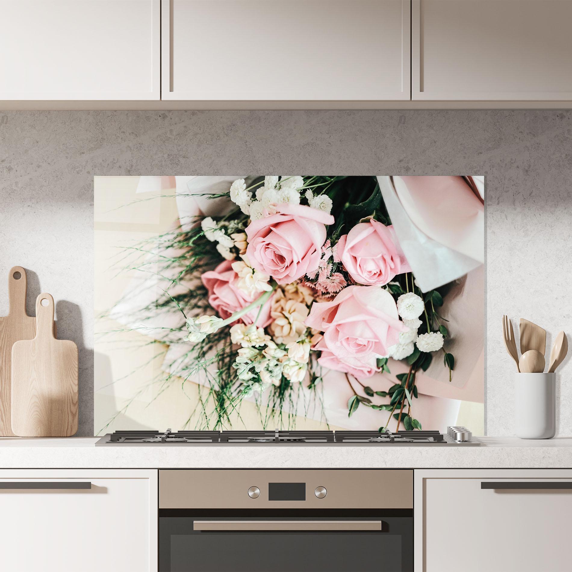 Panel Szklany do Kuchni Baby Pink Bouquet mockup 7