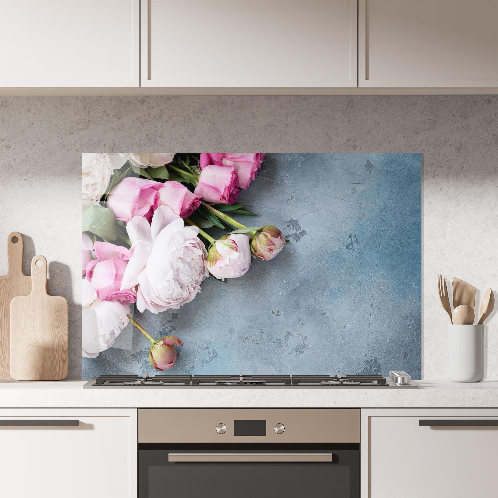 Panel Szklany do Kuchni Cute Pink Peonies mockup 7