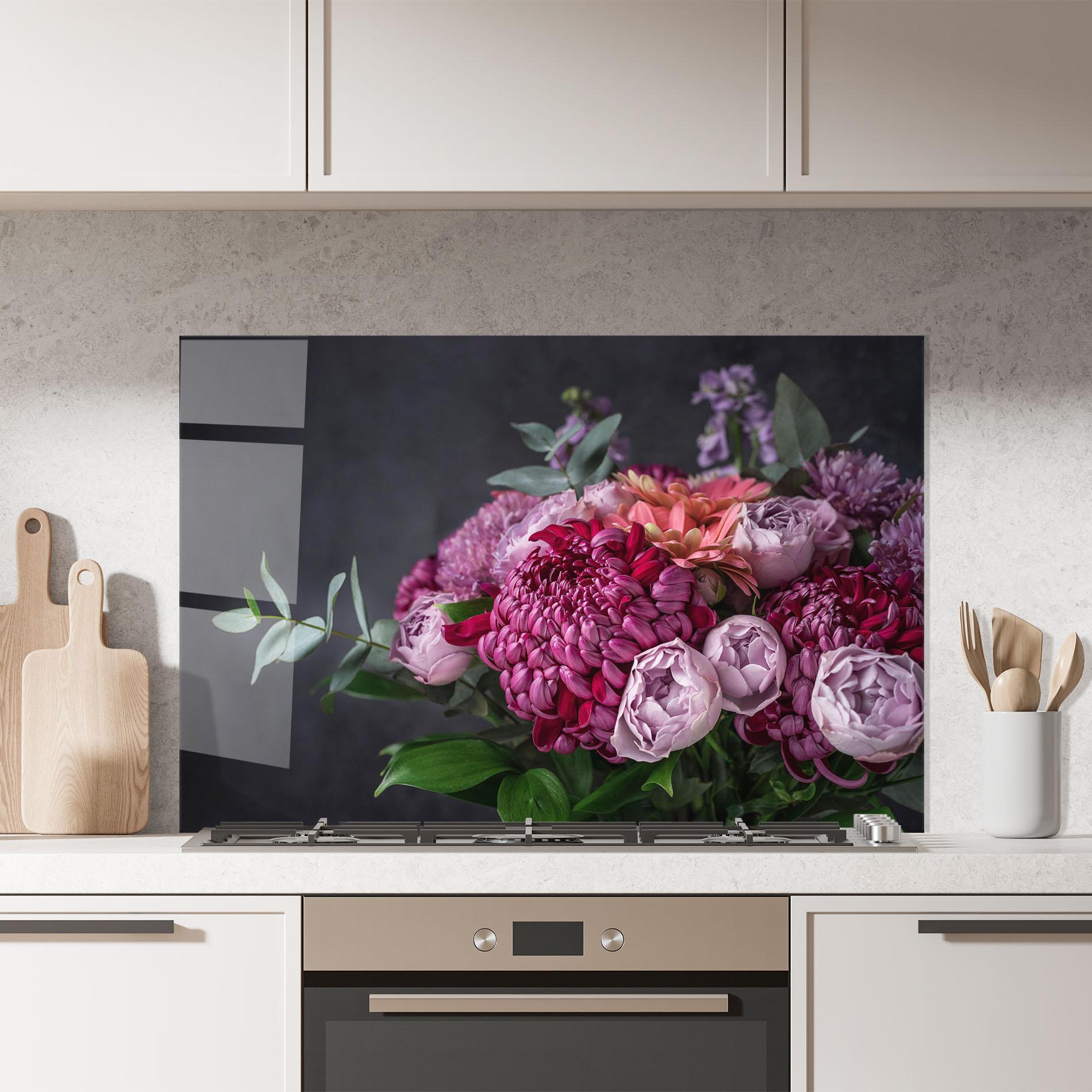 Panel Szklany do Kuchni Mix Purple Bouquet mockup 7
