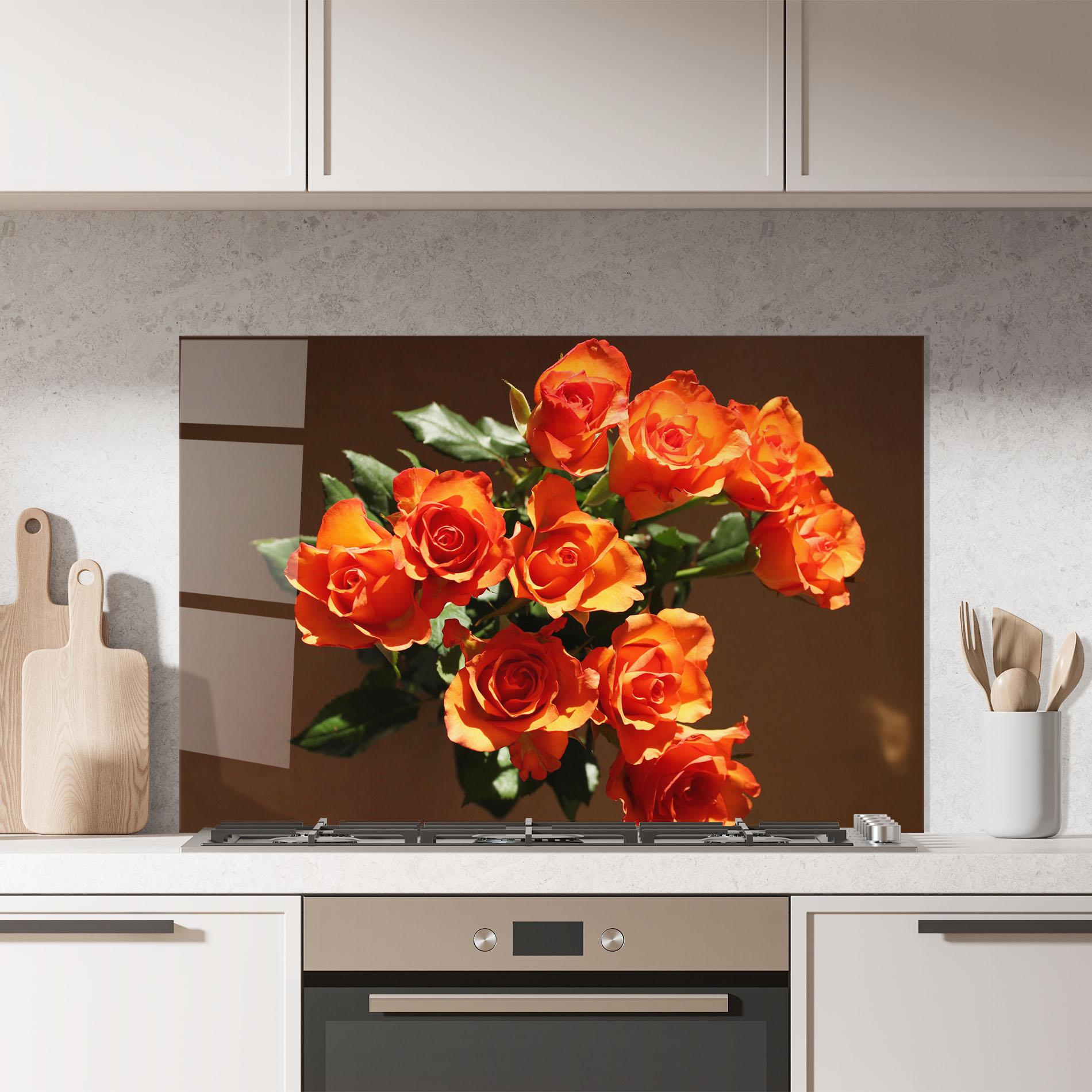 Panel Szklany do Kuchni Orange Roses Bouquet mockup 7