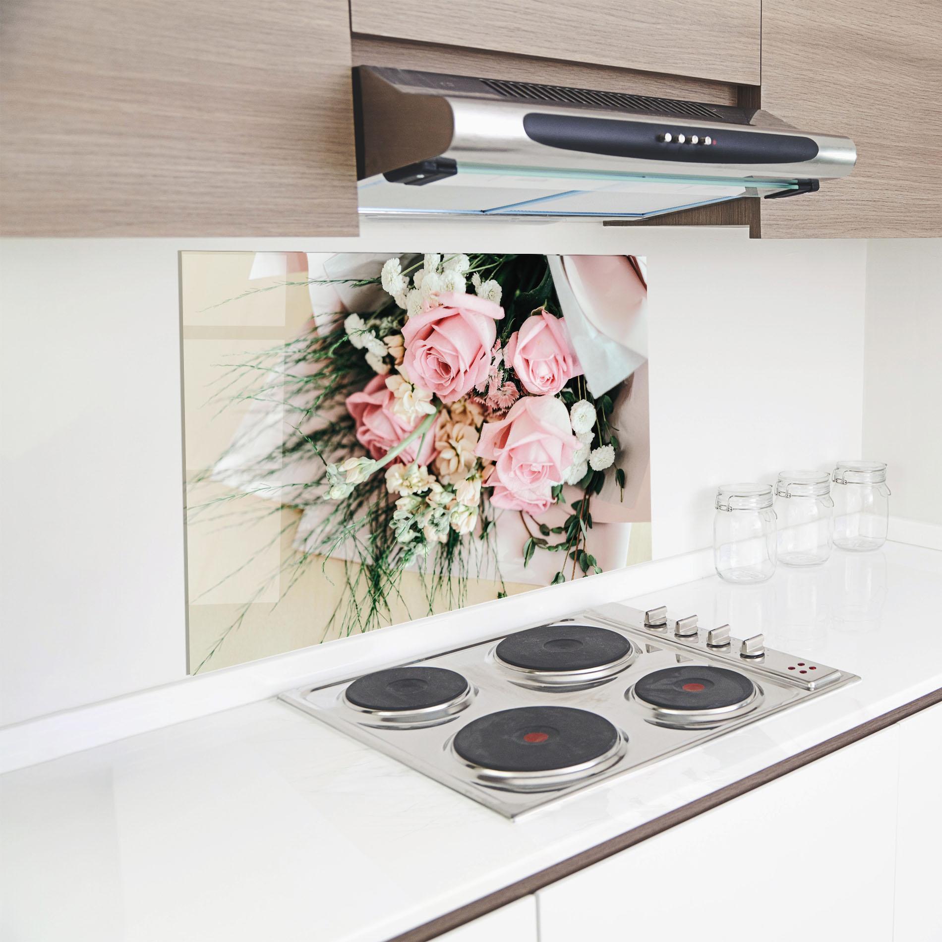 Panel Szklany do Kuchni Baby Pink Bouquet mockup 8