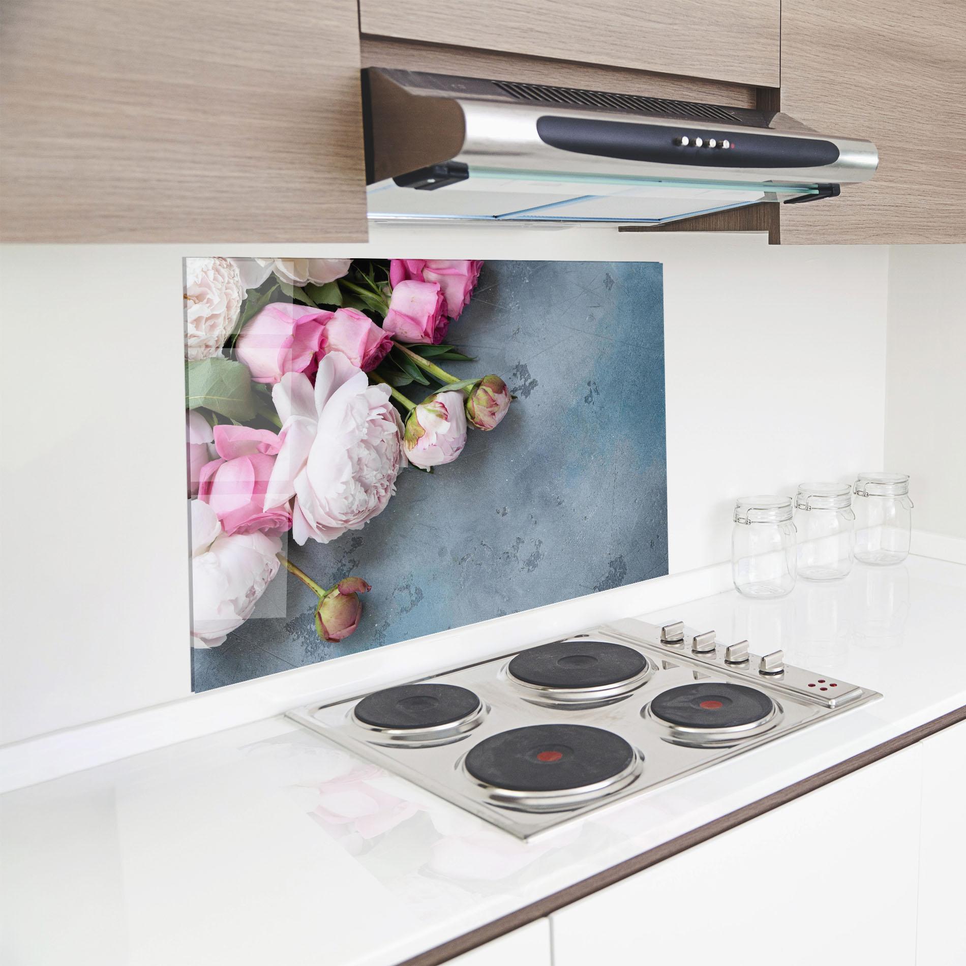 Panel Szklany do Kuchni Cute Pink Peonies mockup 8