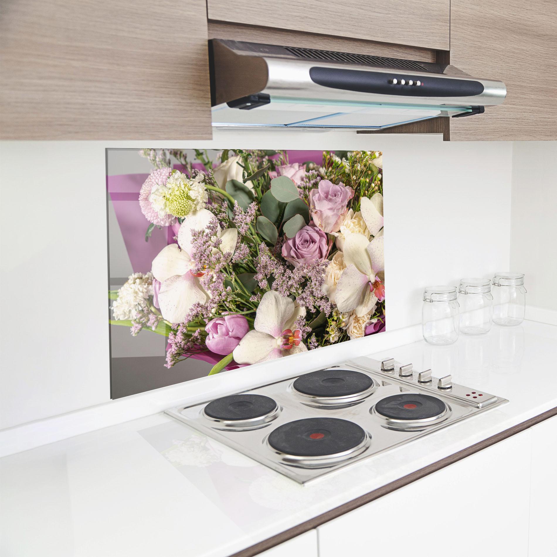 Panel Szklany do Kuchni Cute Purple Bouquet mockup 8