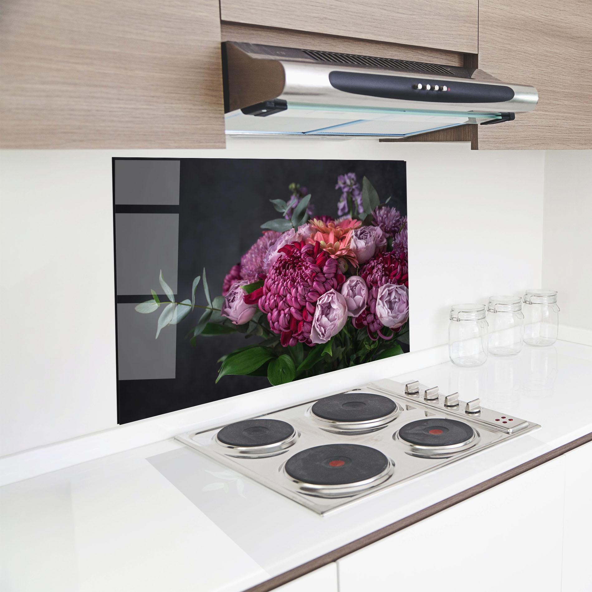 Panel Szklany do Kuchni Mix Purple Bouquet mockup 8