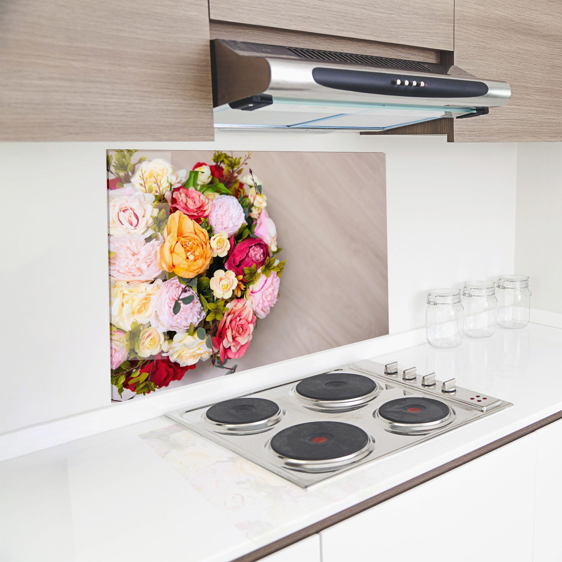 Panel Szklany do Kuchni Orange Purple Bouquet mockup 8