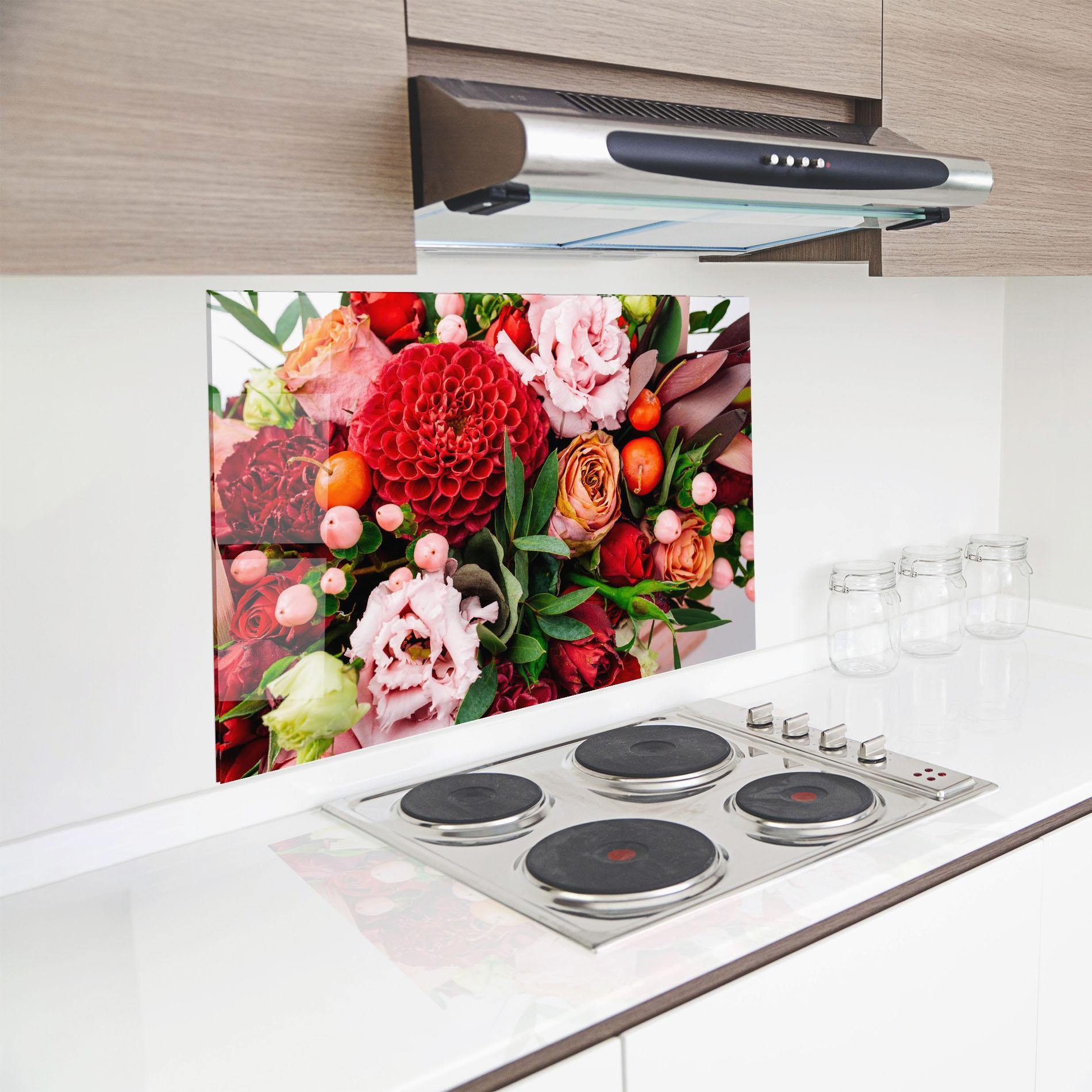 Panel Szklany do Kuchni Red Orange Bouquet mockup 8