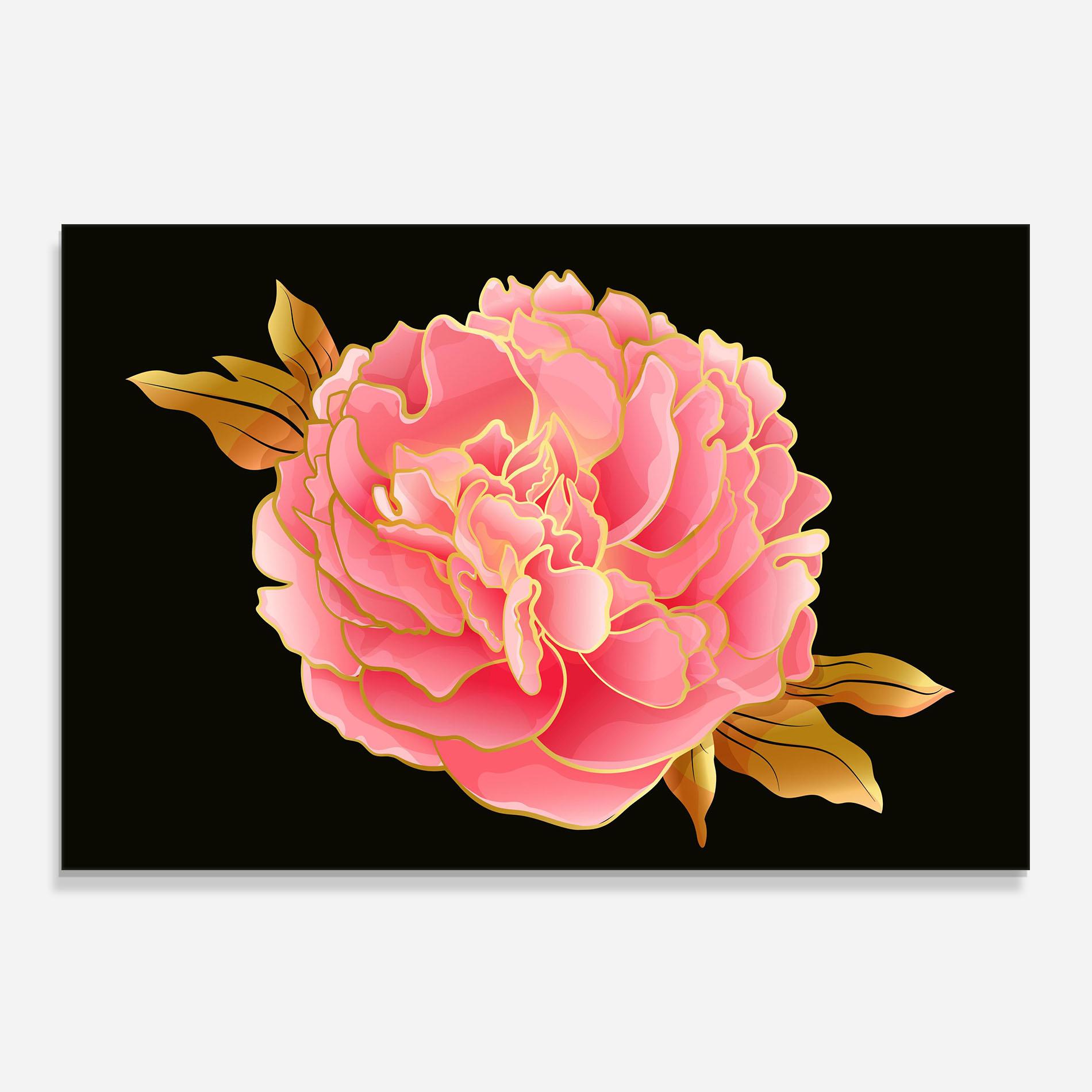 Panel Szklany do Kuchni Gold Pinkk Peony mockup 0