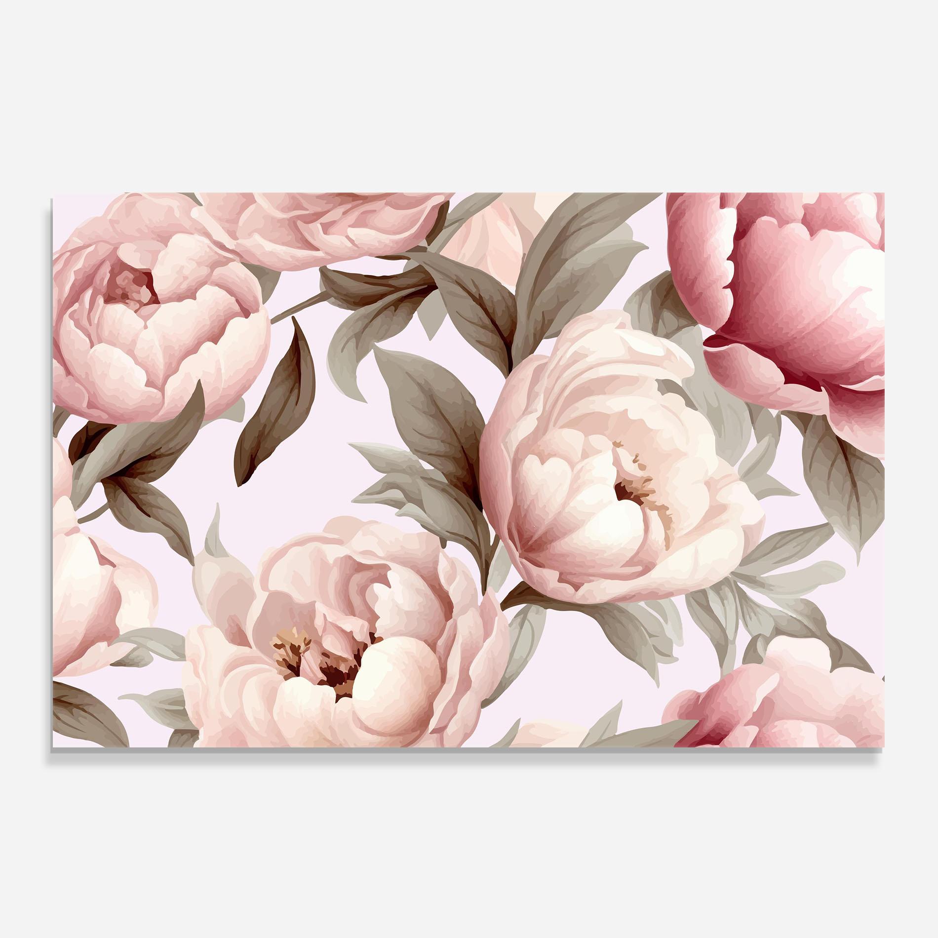 Panel Szklany do Kuchni Pink Peony Buds mockup 0