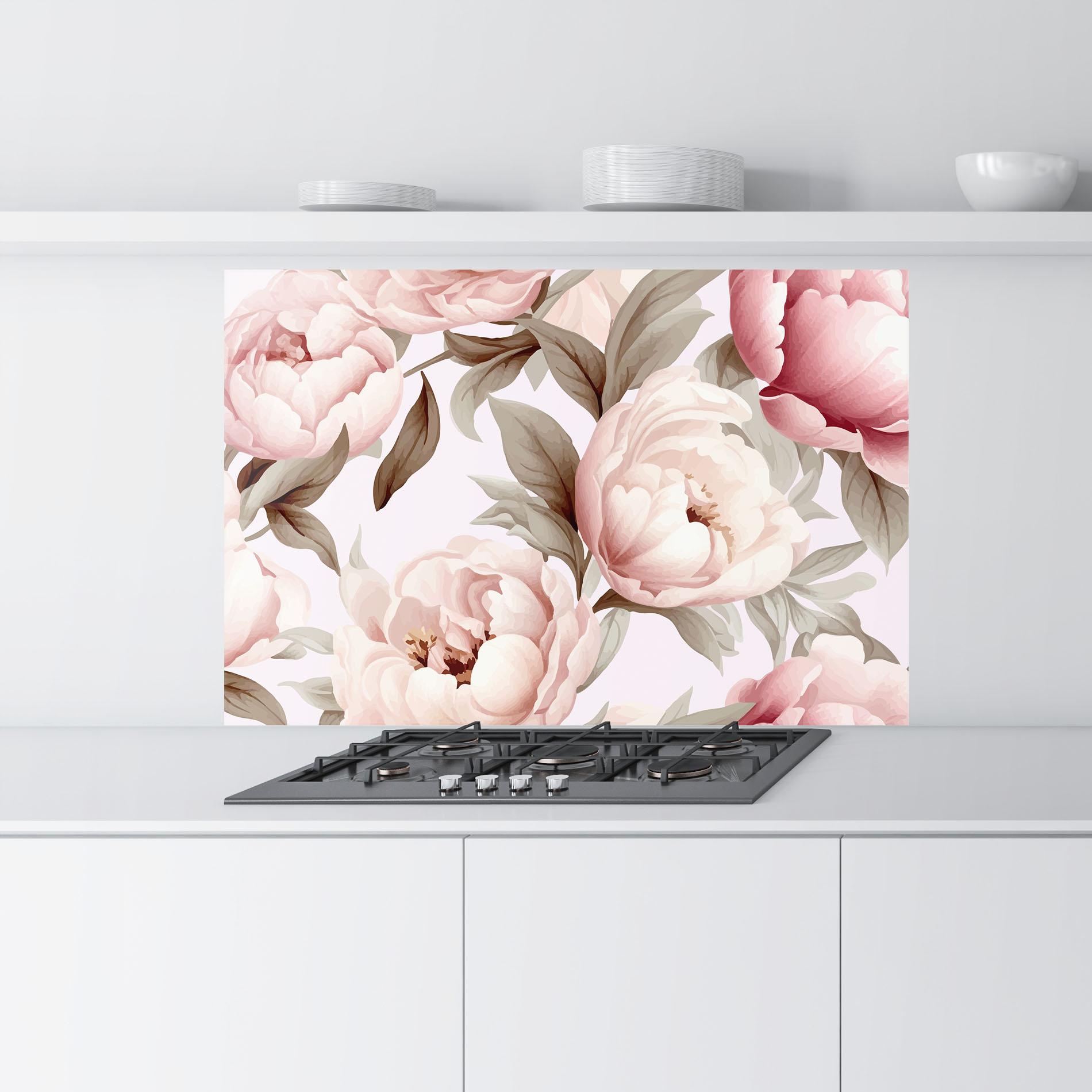 Panel Szklany do Kuchni Pink Peony Buds mockup 9
