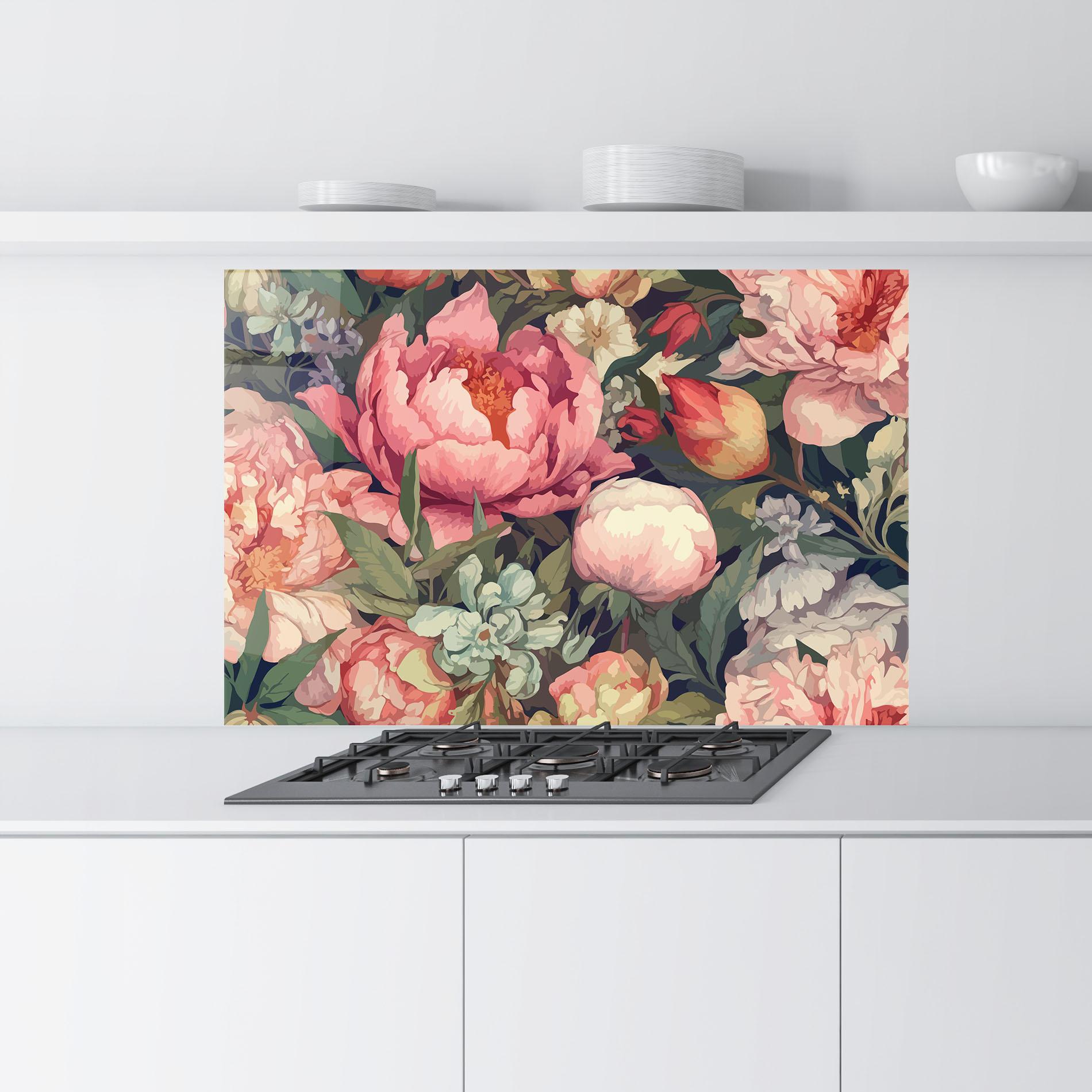 Panel Szklany do Kuchni Pretty Artistic Peony mockup 9