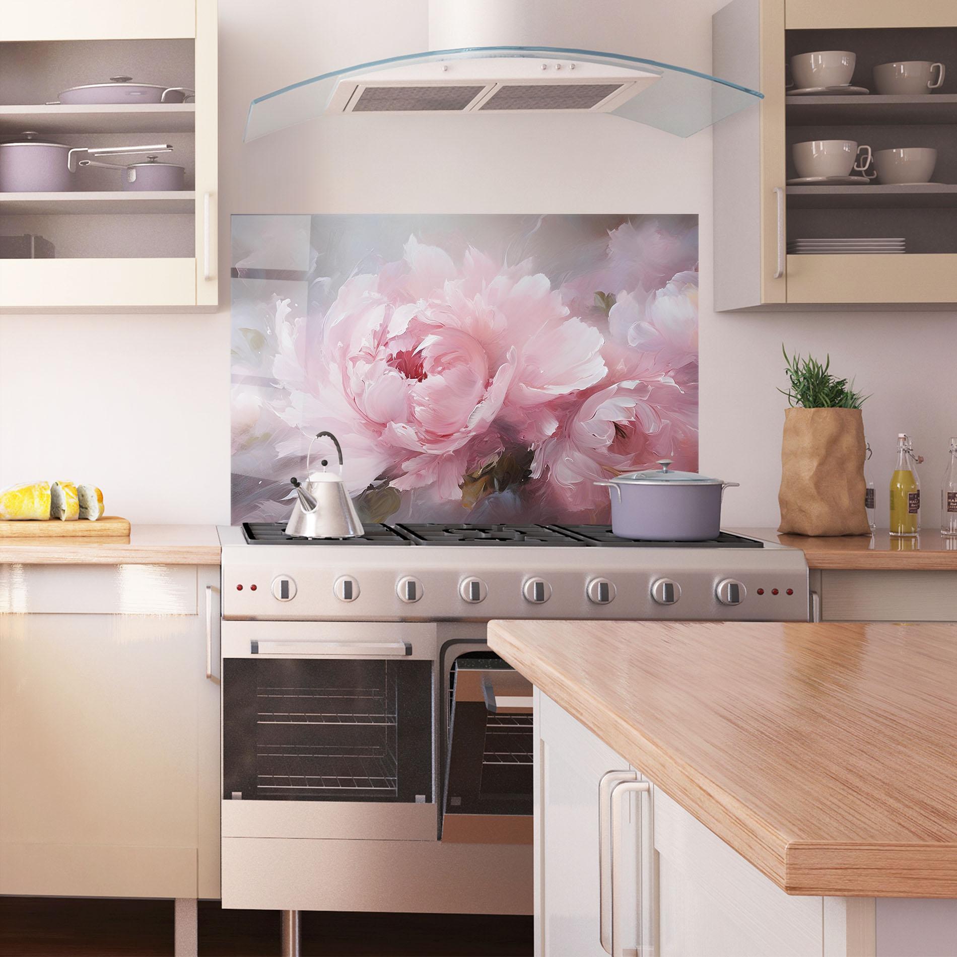 Panel Szklany do Kuchni Dreamy Painting Peony mockup 1
