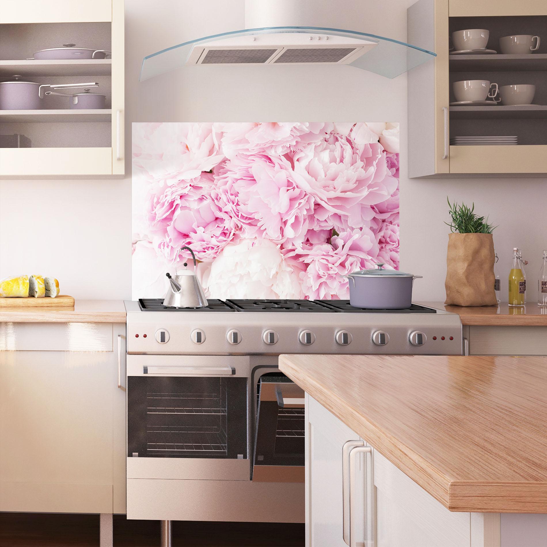 Panel Szklany do Kuchni Dreamy Pink Pastel Peony mockup 1