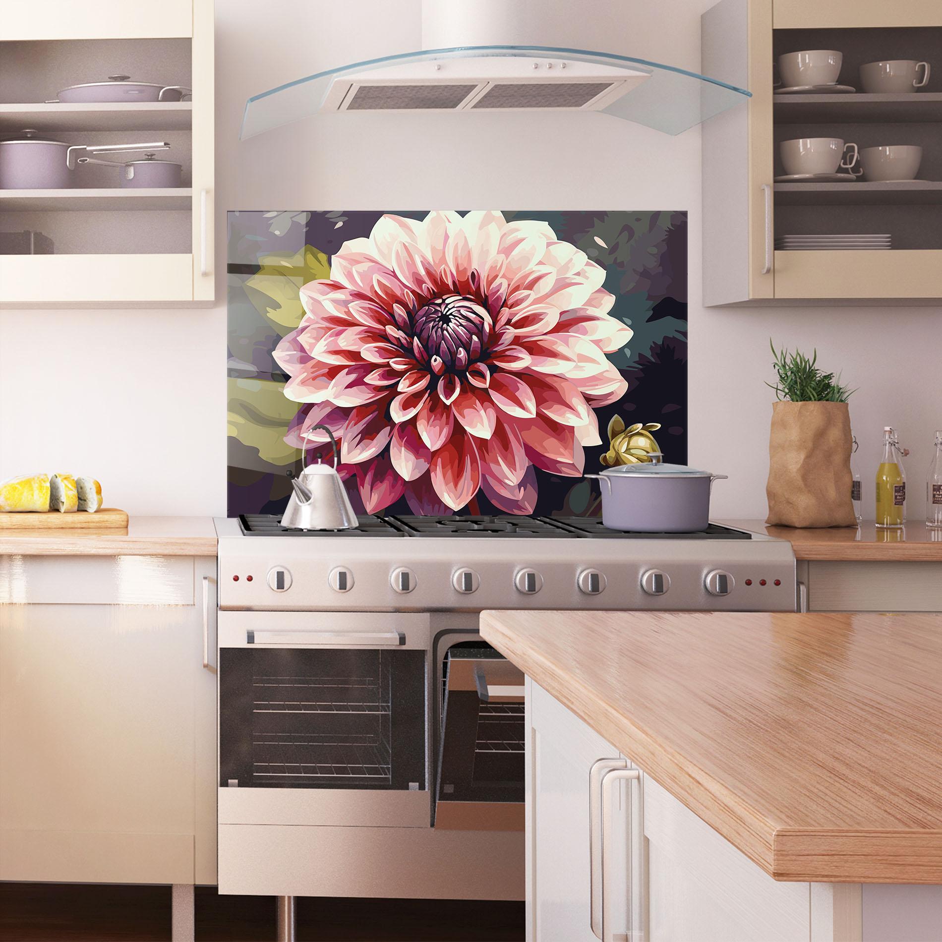 Panel Szklany do Kuchni Open Pink Flower mockup 1