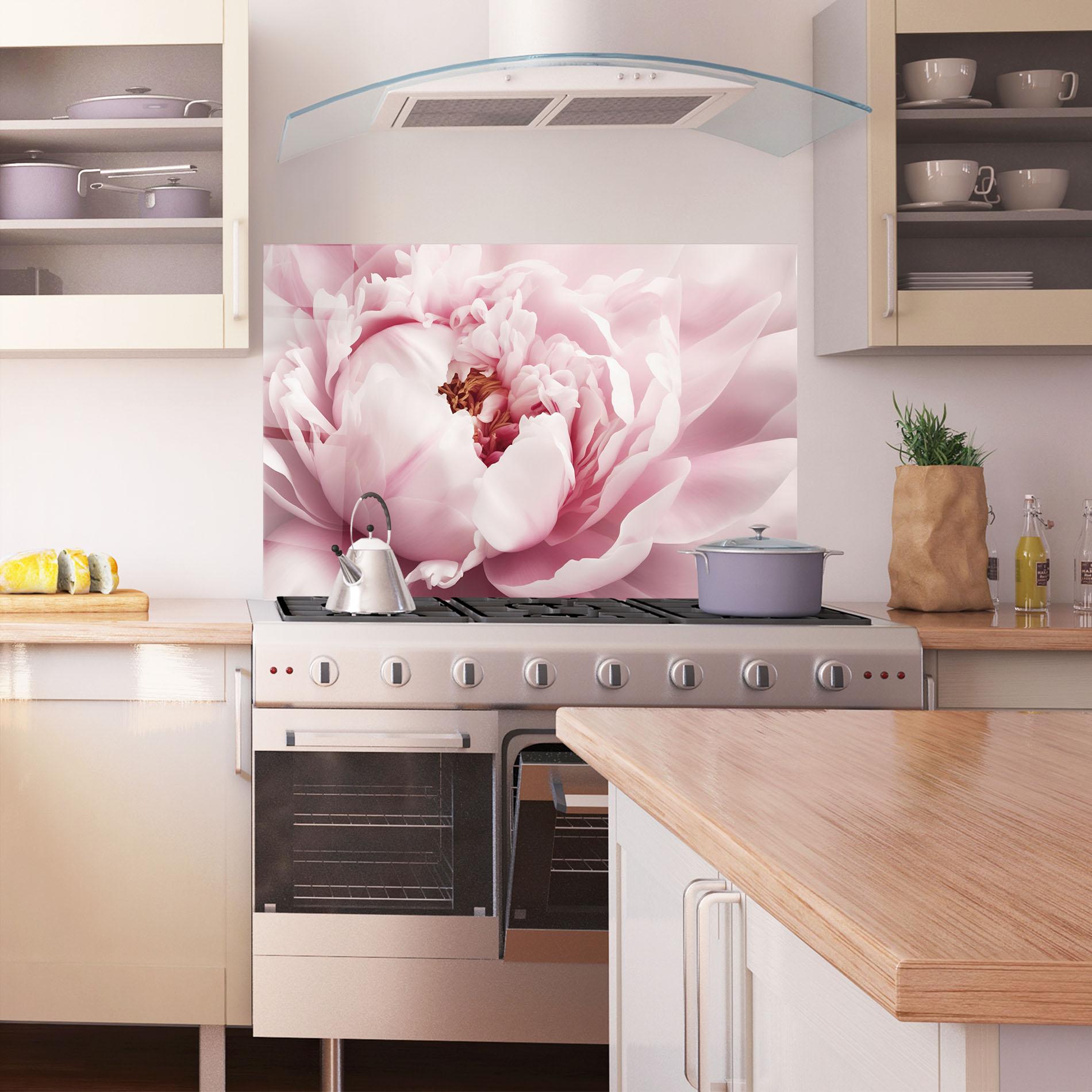 Panel Szklany do Kuchni Pastel Peony Petals mockup 1