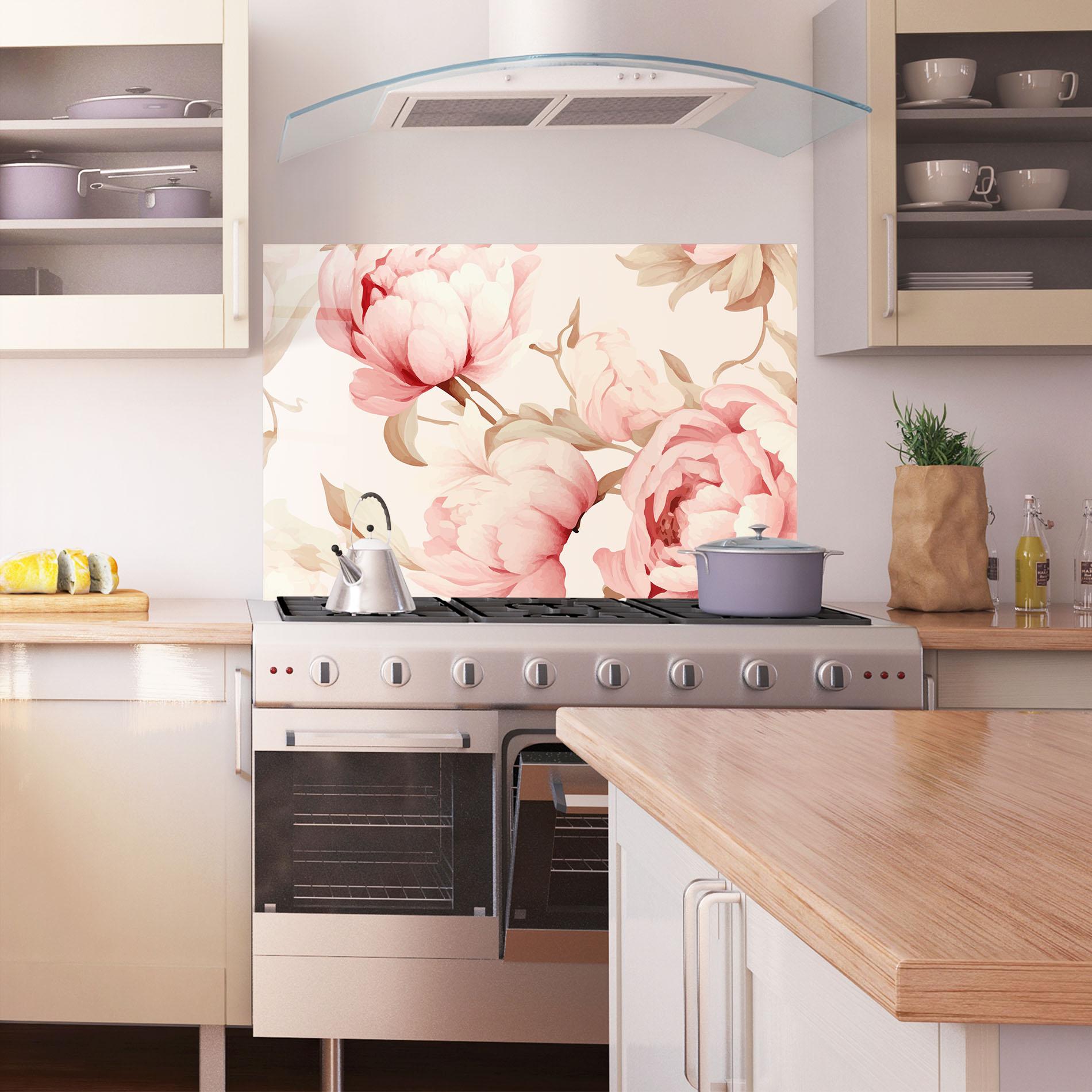 Panel Szklany do Kuchni Pastel Peony mockup 1