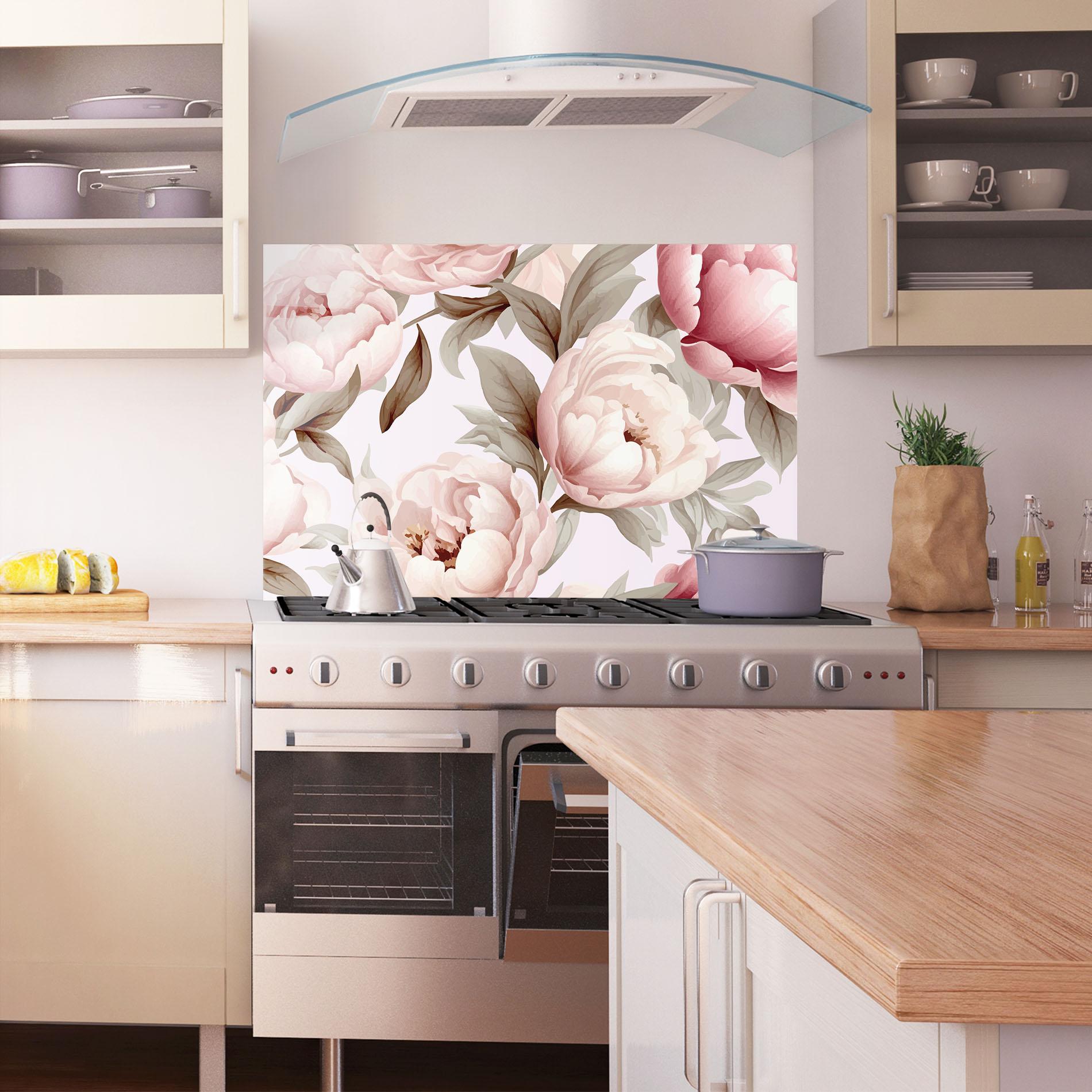 Panel Szklany do Kuchni Pink Peony Buds mockup 1