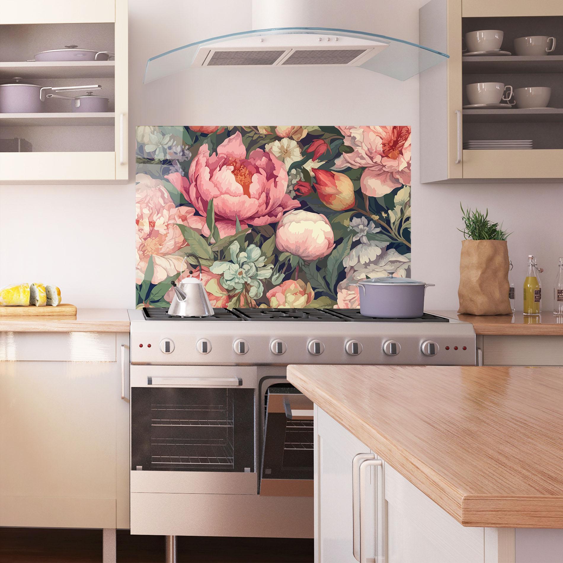 Panel Szklany do Kuchni Pretty Artistic Peony mockup 1
