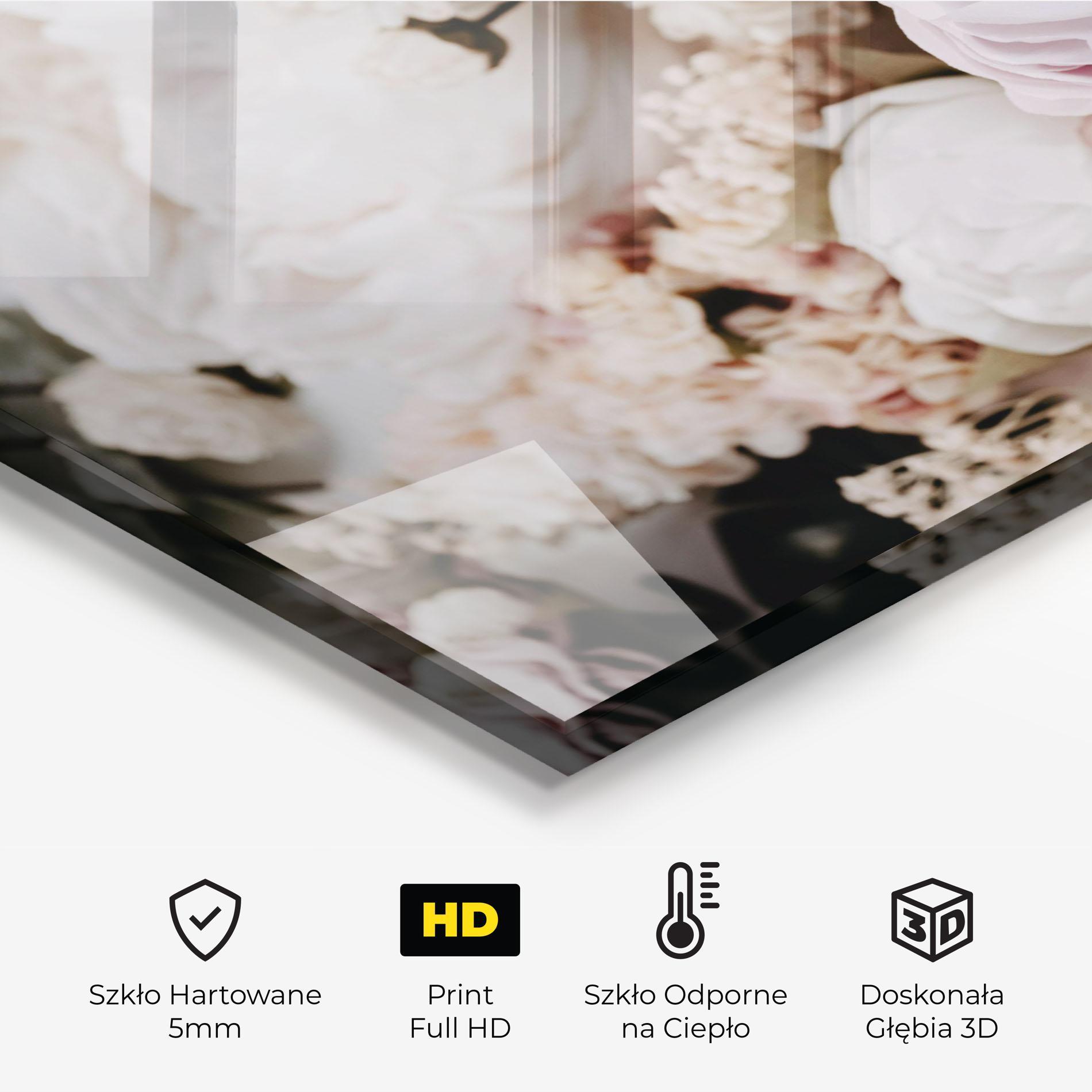 Panel Szklany do Kuchni Grey Peony Bouquet mockup 2