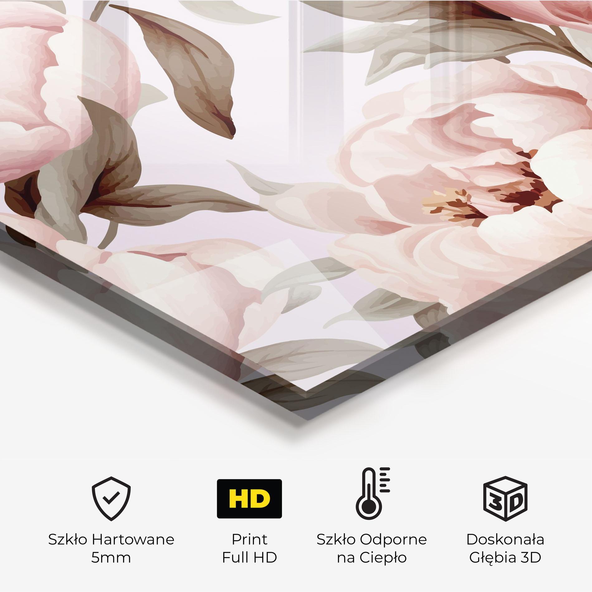 Panel Szklany do Kuchni Pink Peony Buds mockup 2