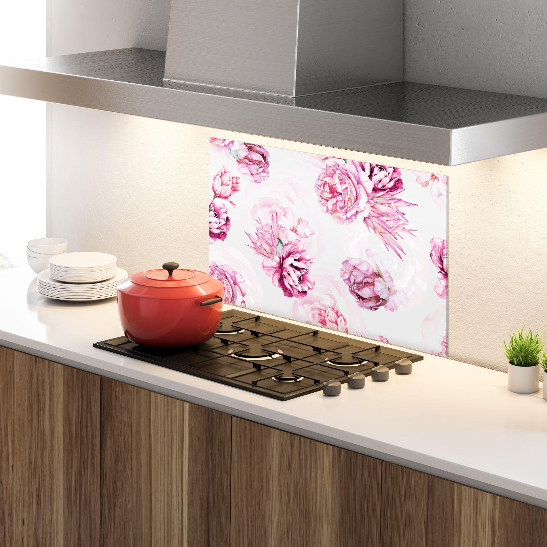 Panel Szklany do Kuchni Blooming Peony mockup 4