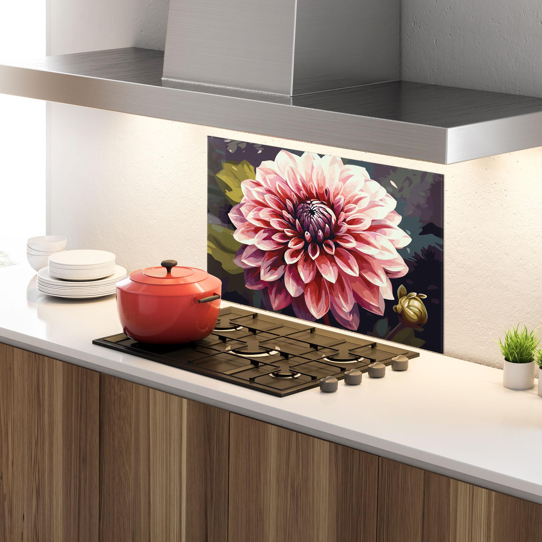 Panel Szklany do Kuchni Open Pink Flower mockup 4