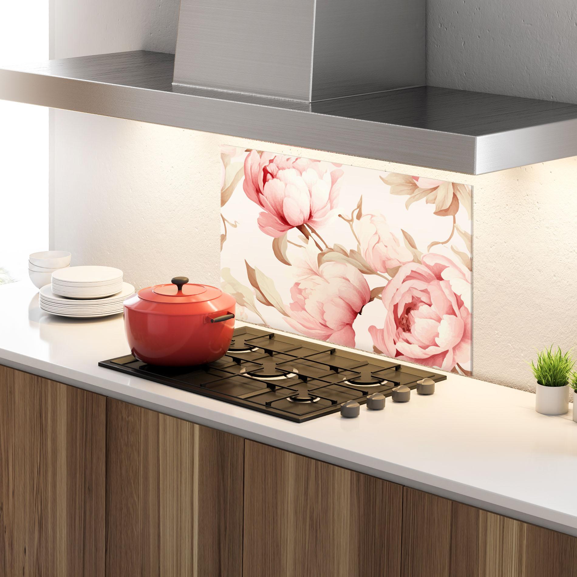 Panel Szklany do Kuchni Pastel Peony mockup 4
