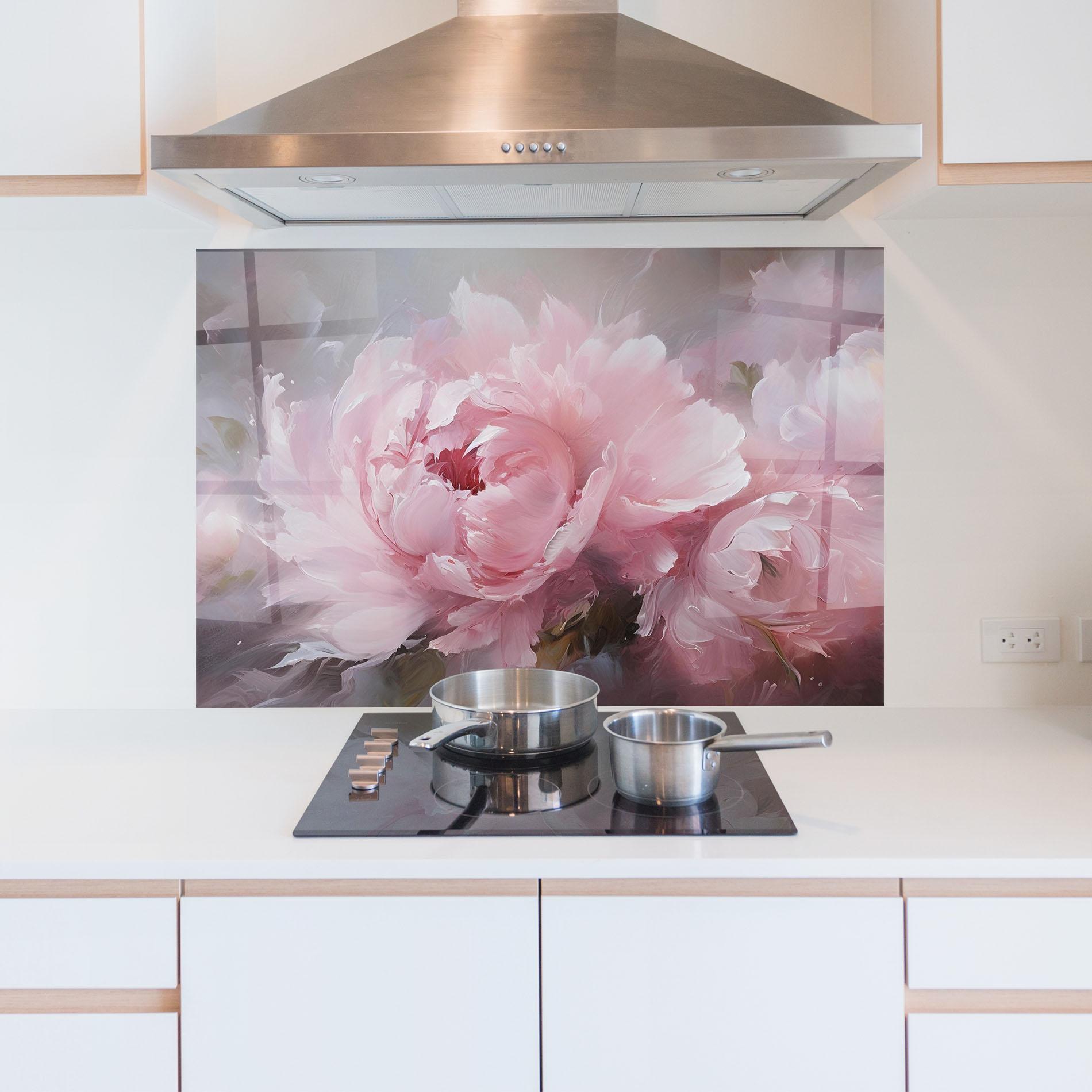 Panel Szklany do Kuchni Dreamy Painting Peony mockup 5