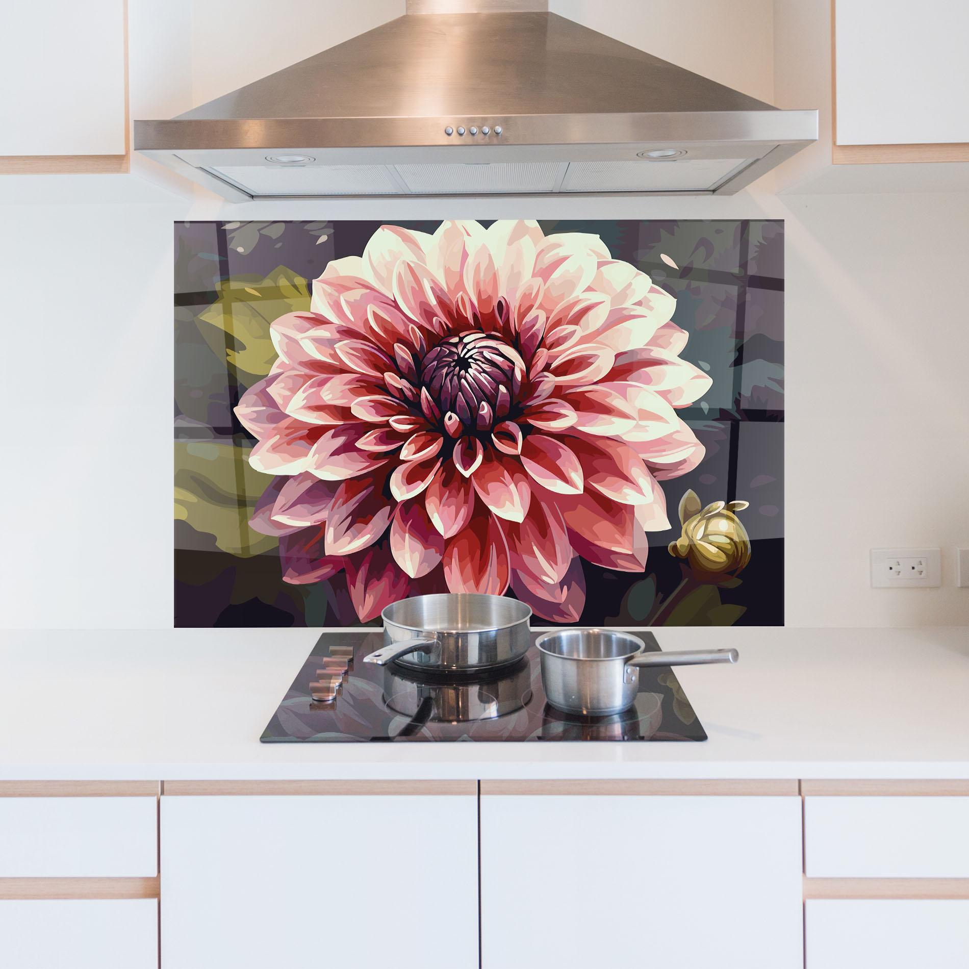 Panel Szklany do Kuchni Open Pink Flower mockup 5