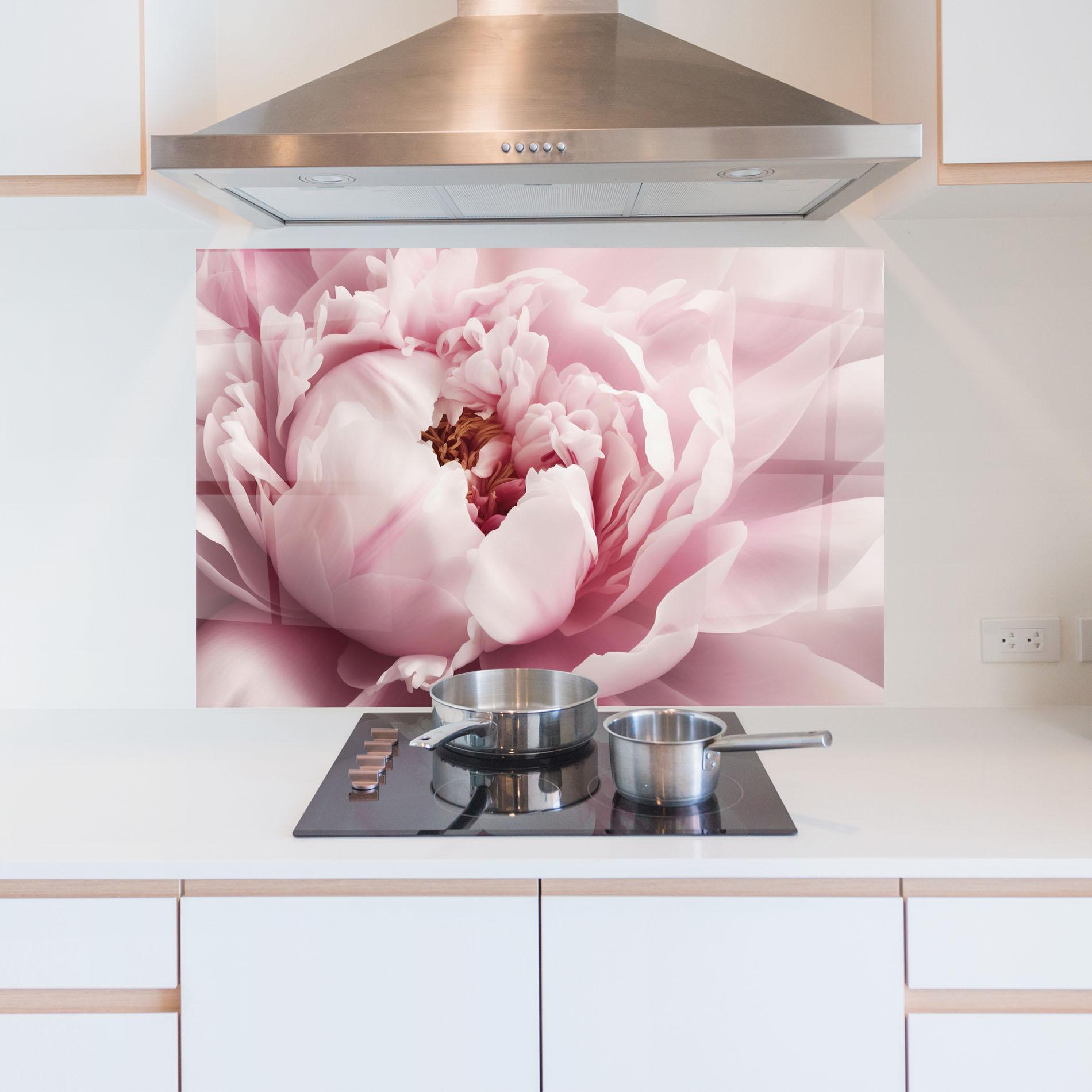 Panel Szklany do Kuchni Pastel Peony Petals mockup 5