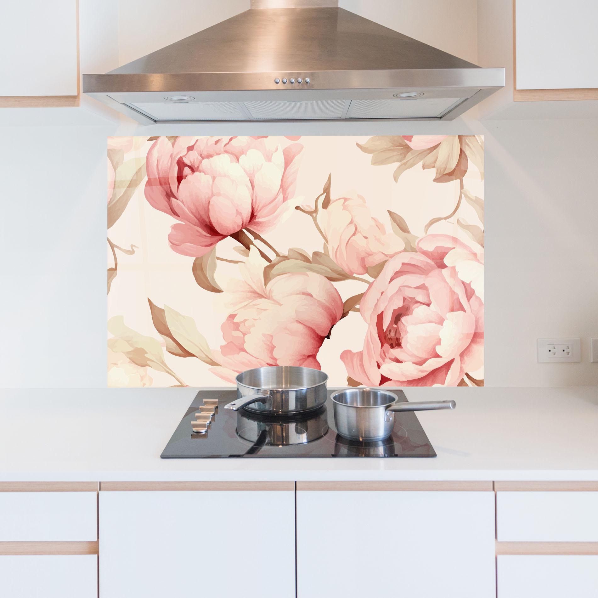 Panel Szklany do Kuchni Pastel Peony mockup 5