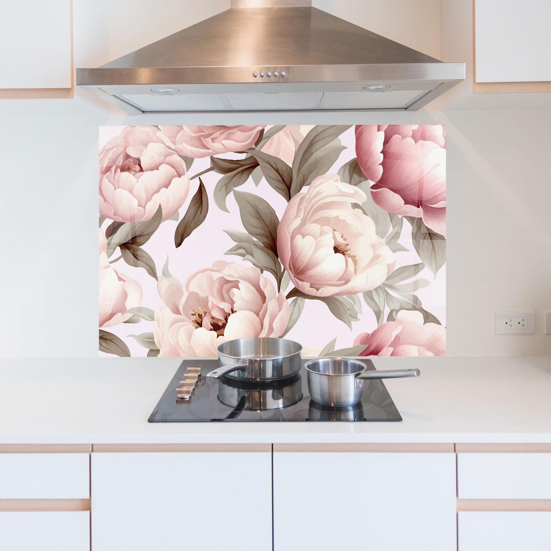 Panel Szklany do Kuchni Pink Peony Buds mockup 5