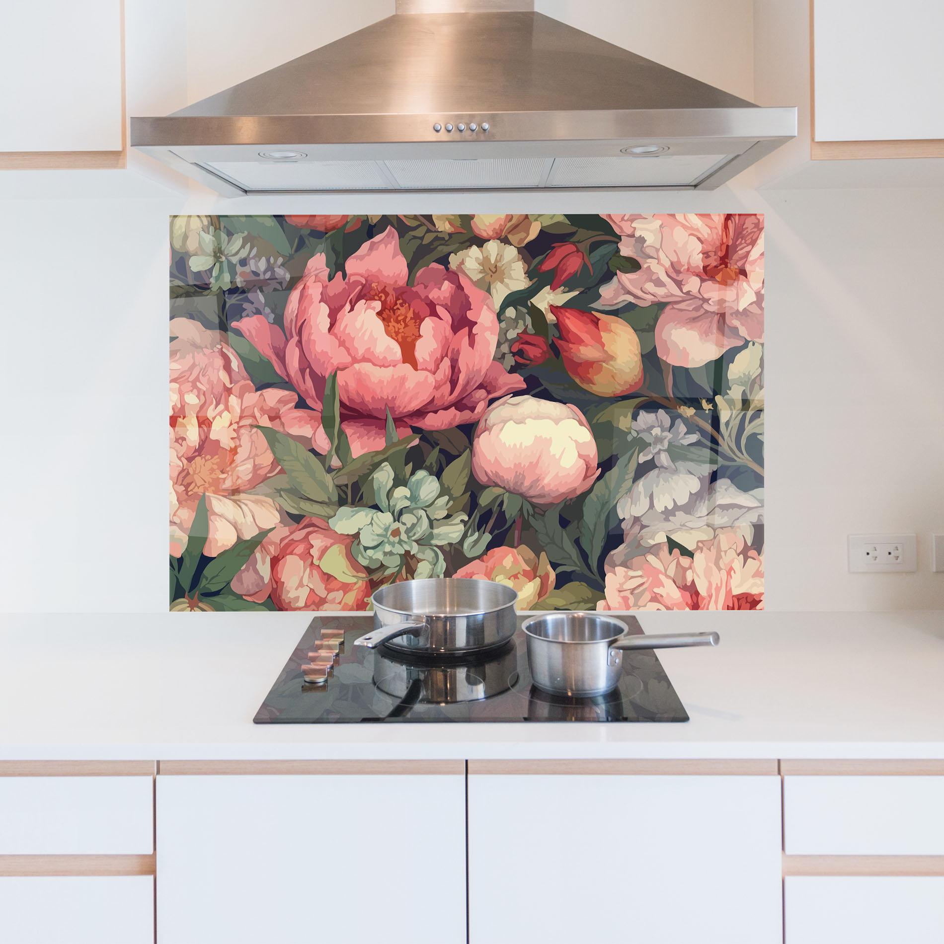 Panel Szklany do Kuchni Pretty Artistic Peony mockup 5