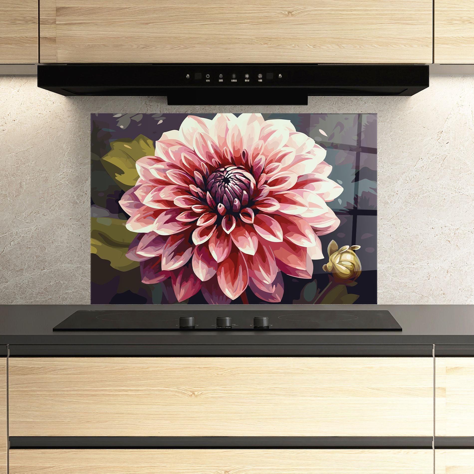 Panel Szklany do Kuchni Open Pink Flower mockup 3