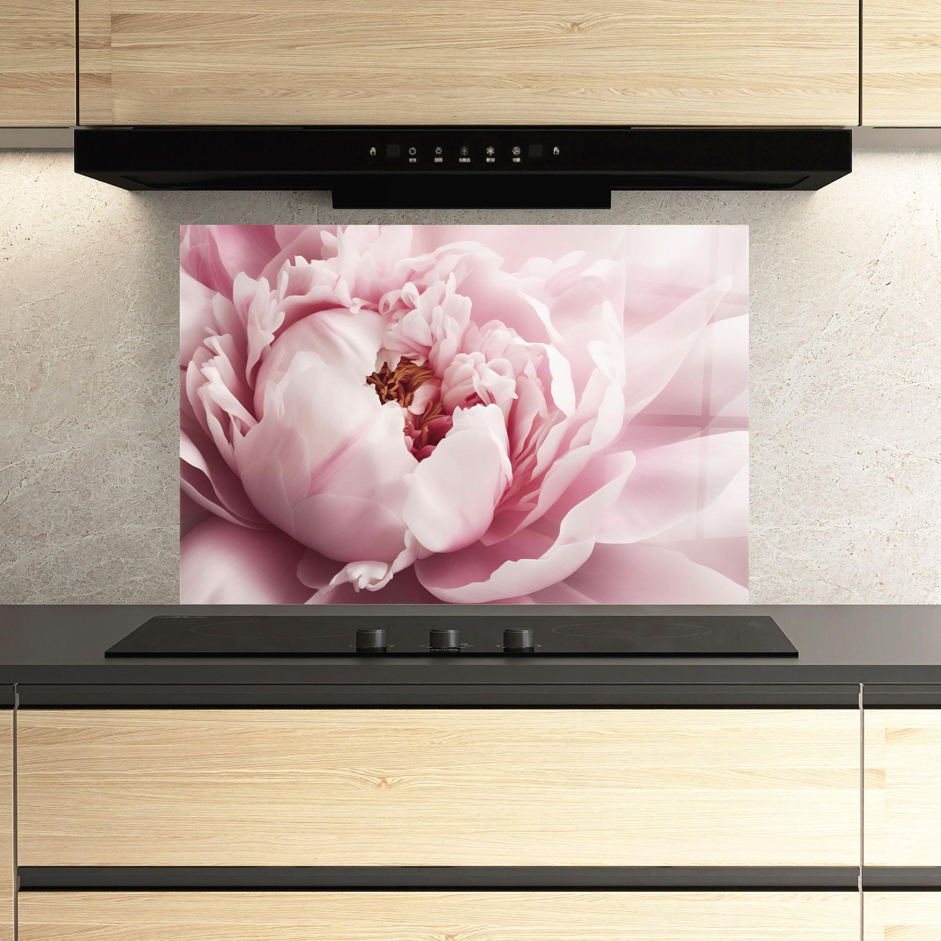 Panel Szklany do Kuchni Pastel Peony Petals mockup 3
