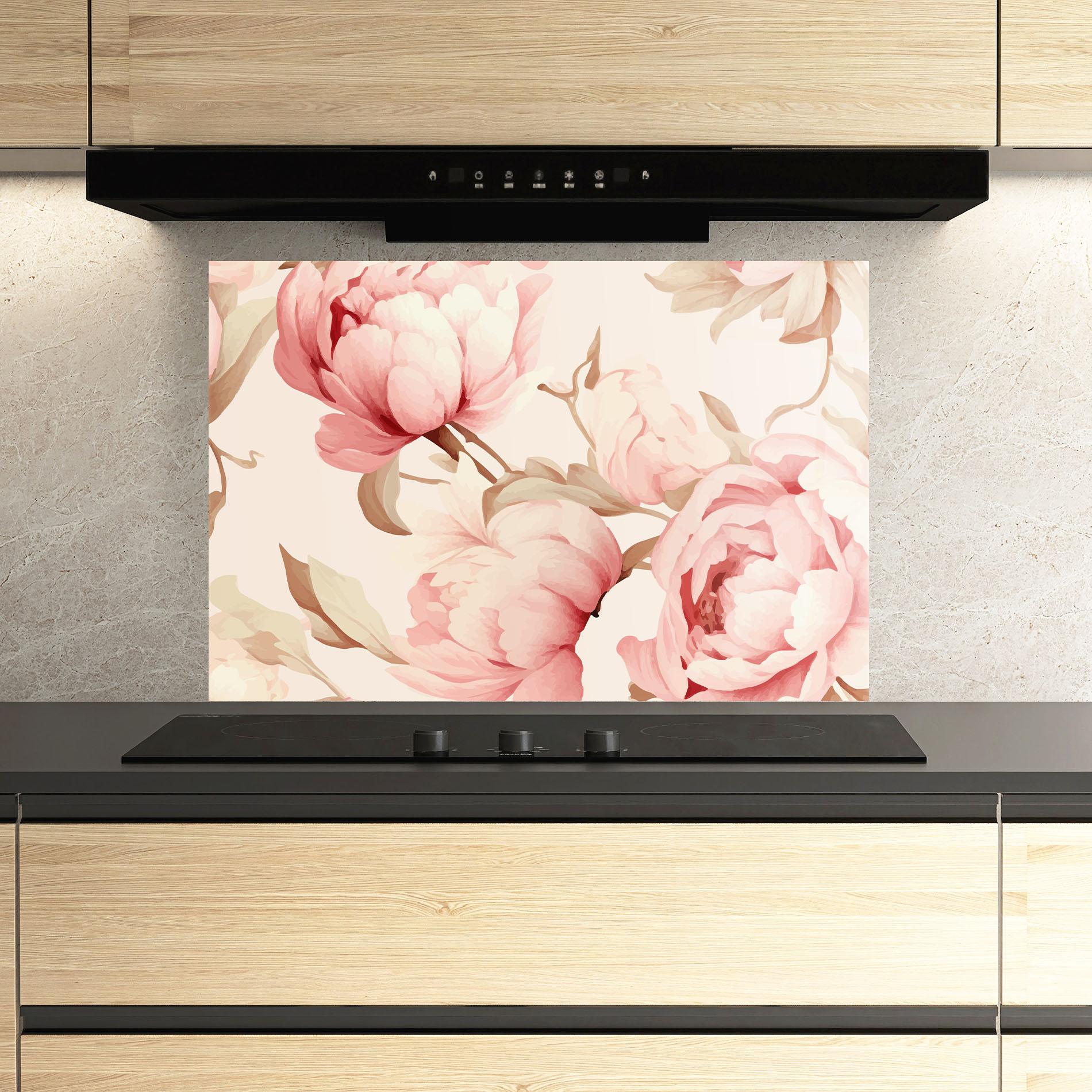 Panel Szklany do Kuchni Pastel Peony mockup 3