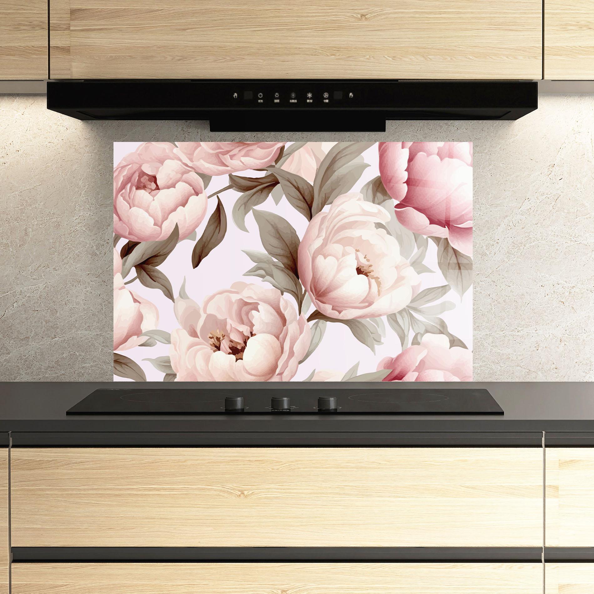 Panel Szklany do Kuchni Pink Peony Buds mockup 3